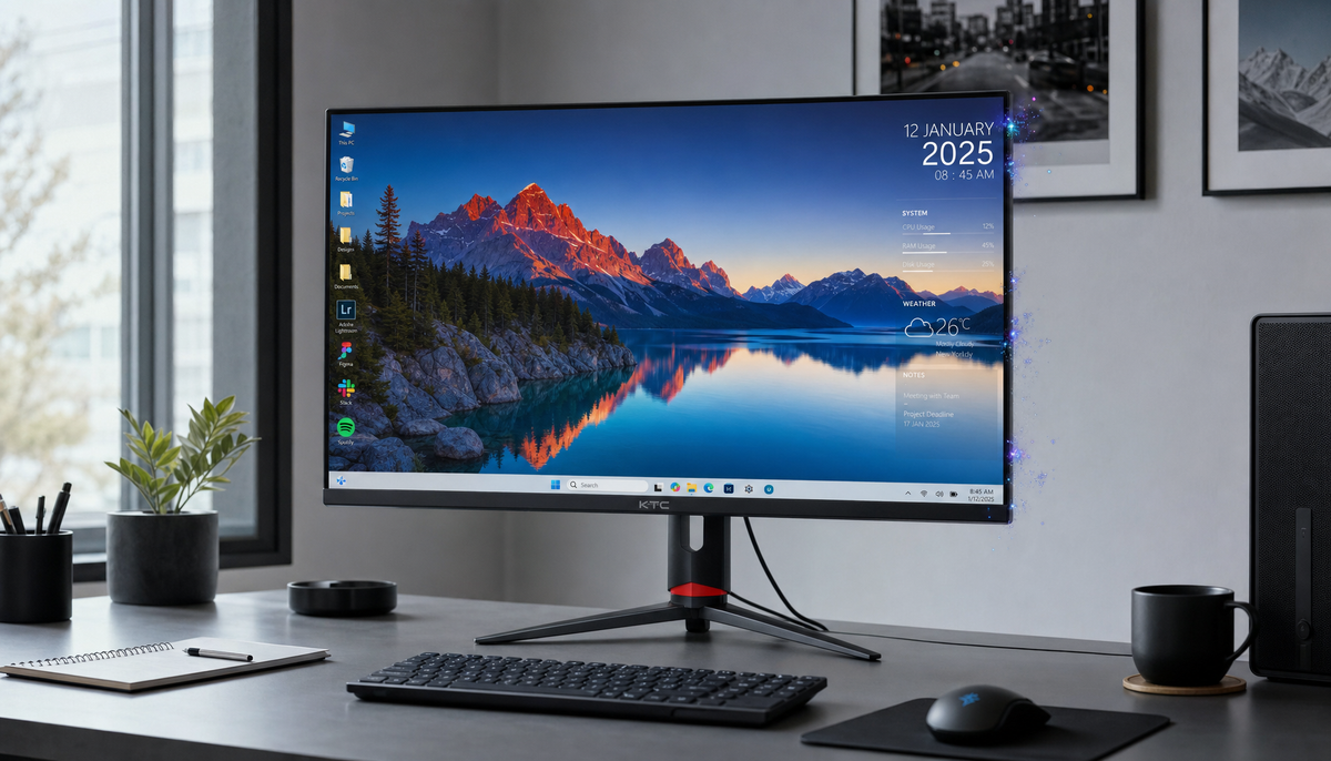 4K monitor showing crisp desktop content with HDMI cable connected, illustrating the signal quality difference behind a stable 4K 60Hz connection