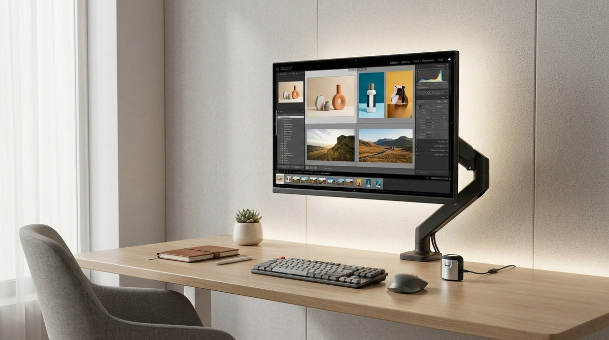 Professional color-accurate creative desk setup under $2000.