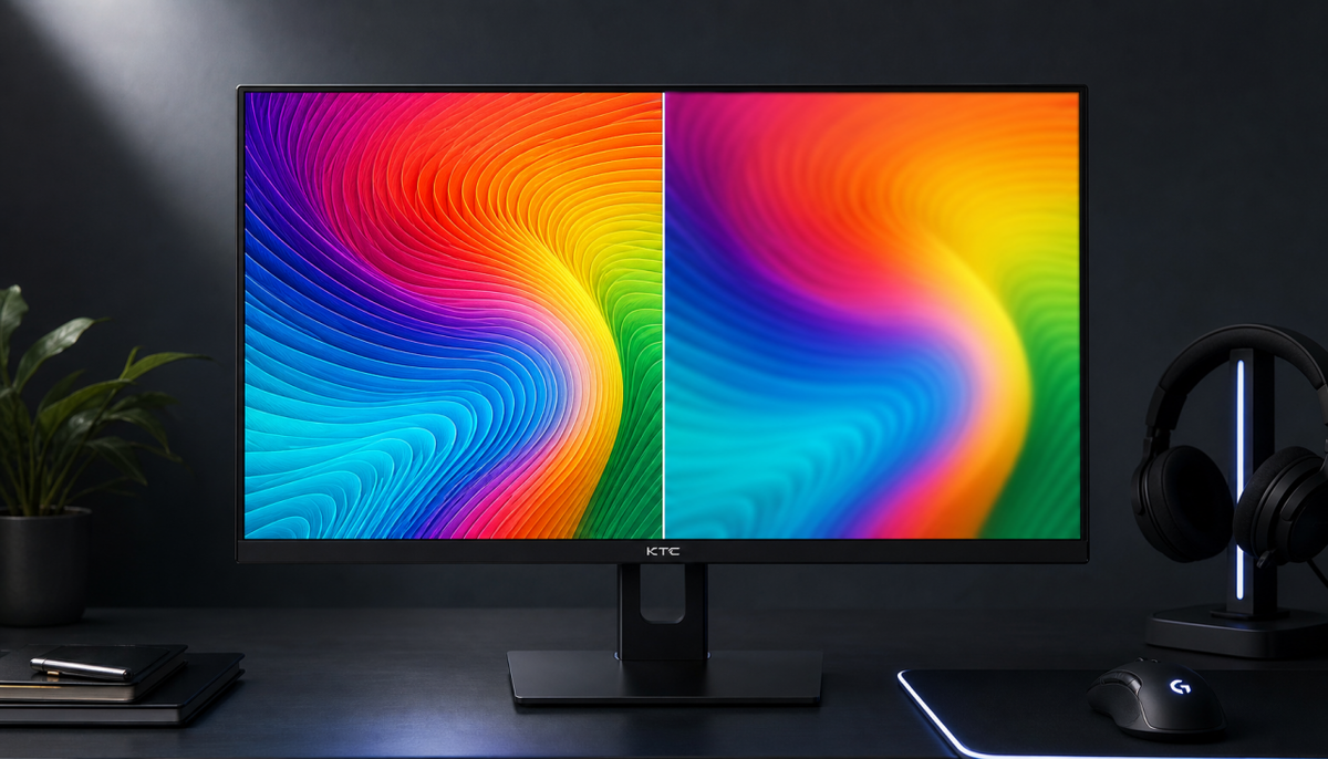Monitor showing color accuracy difference between native resolution and display scaling