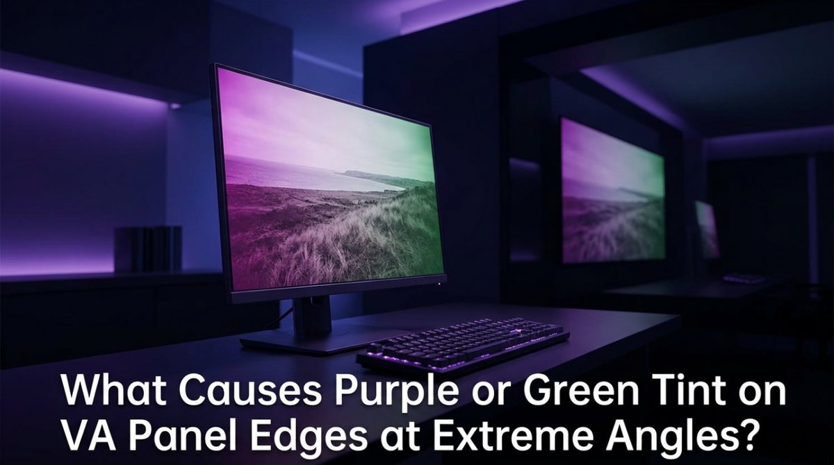 What Causes Purple or Green Tint on VA Panel Edges at Extreme Angles?