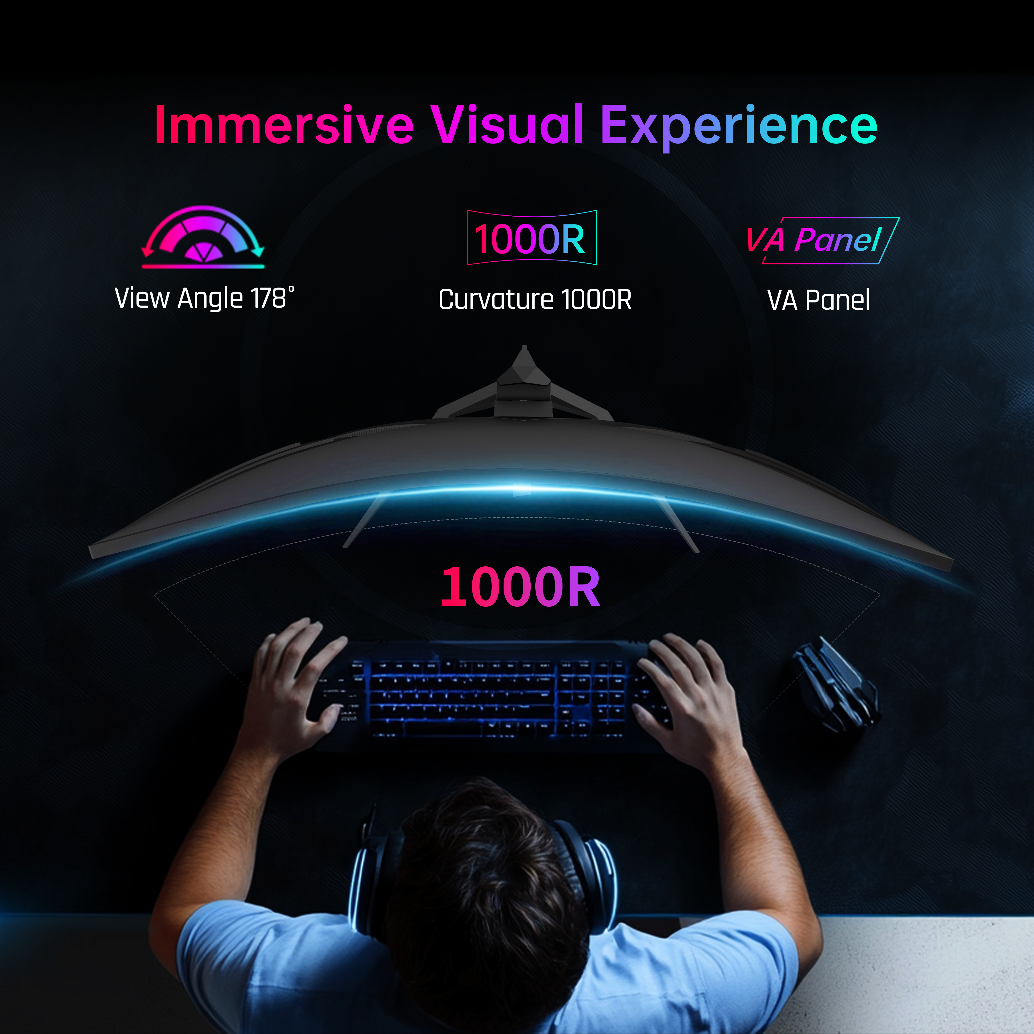 KTC 32" gaming monitor with 1000R curvature, VA panel, and immersive visual experience for esports