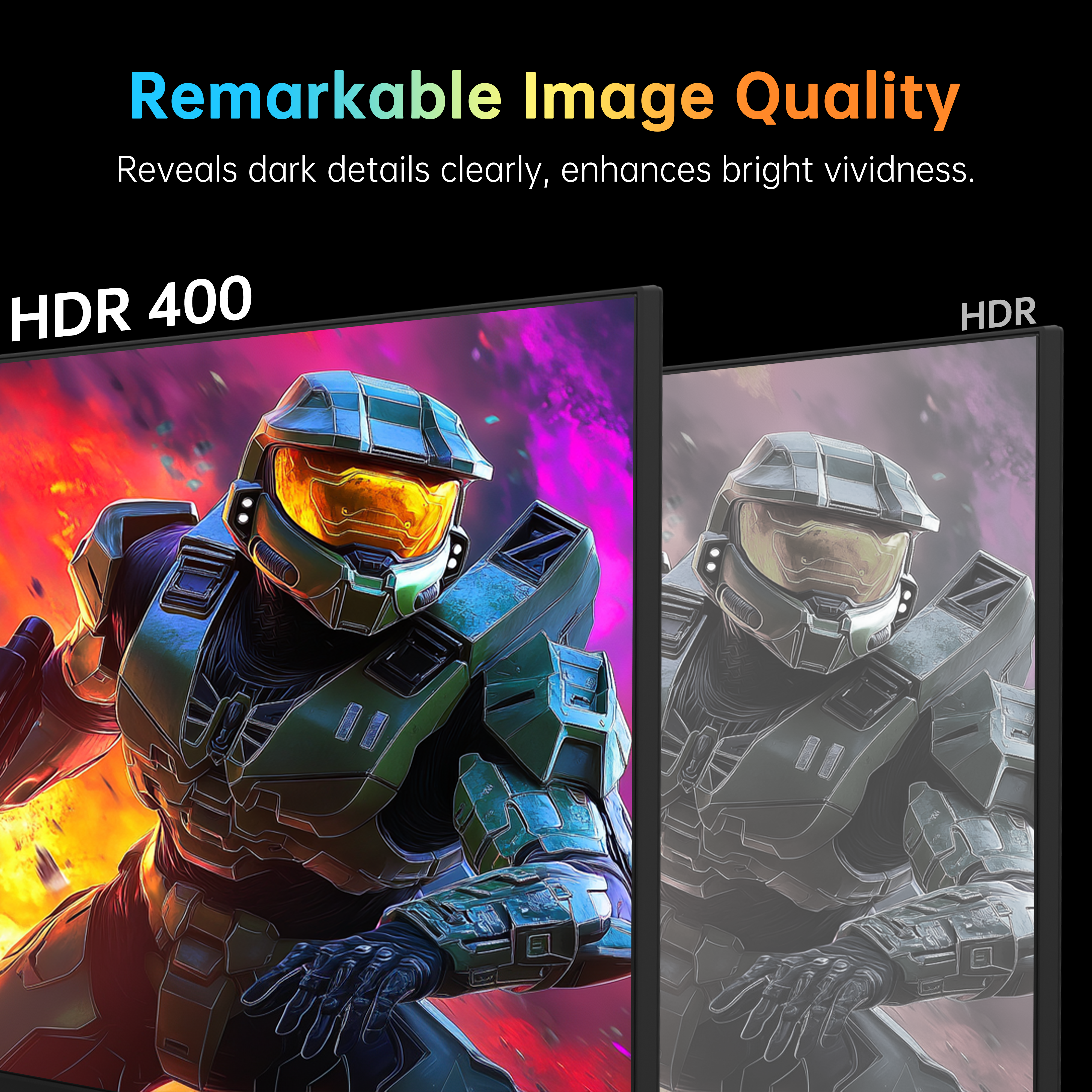 KTC 4K gaming monitor, showcasing HDR 400 for remarkable image quality, enhancing dark details and vividness for esports.