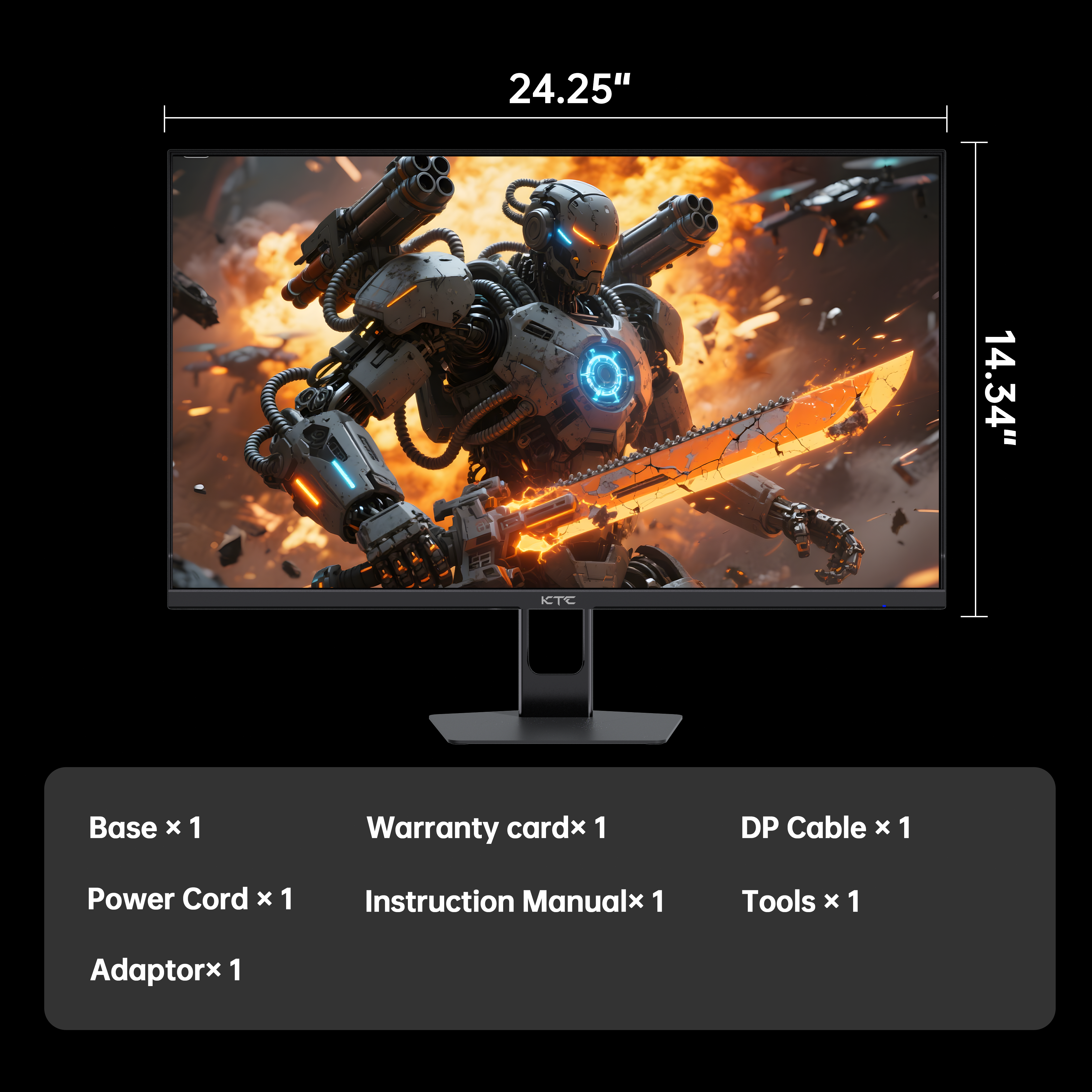 KTC 27-inch Gaming Monitor with accessories, featuring gaming scene on the screen, for esports players