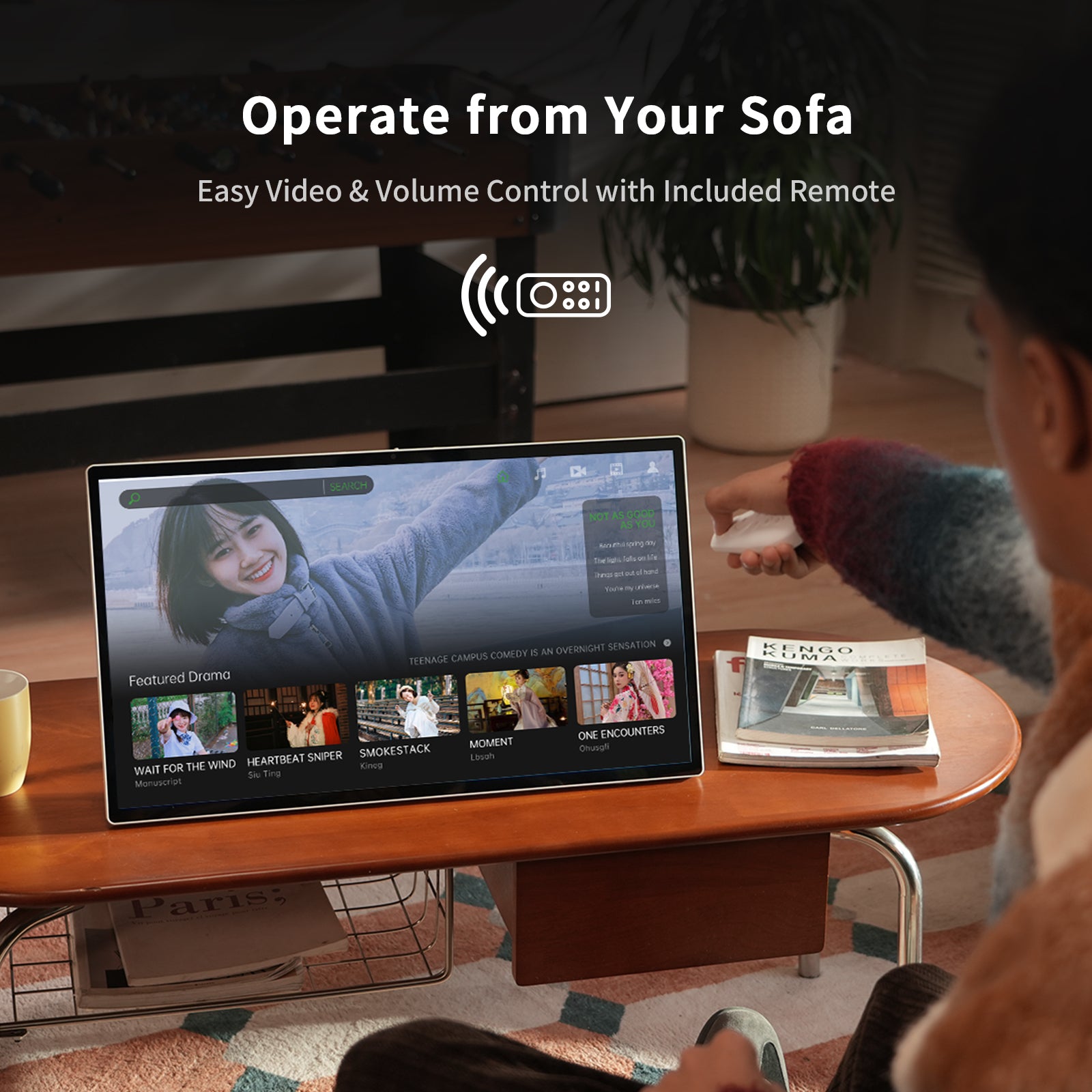 KTC 25" Portable Monitor with Remote Control: Operate from Your Sofa. Effortless control for a smart entertainment experience