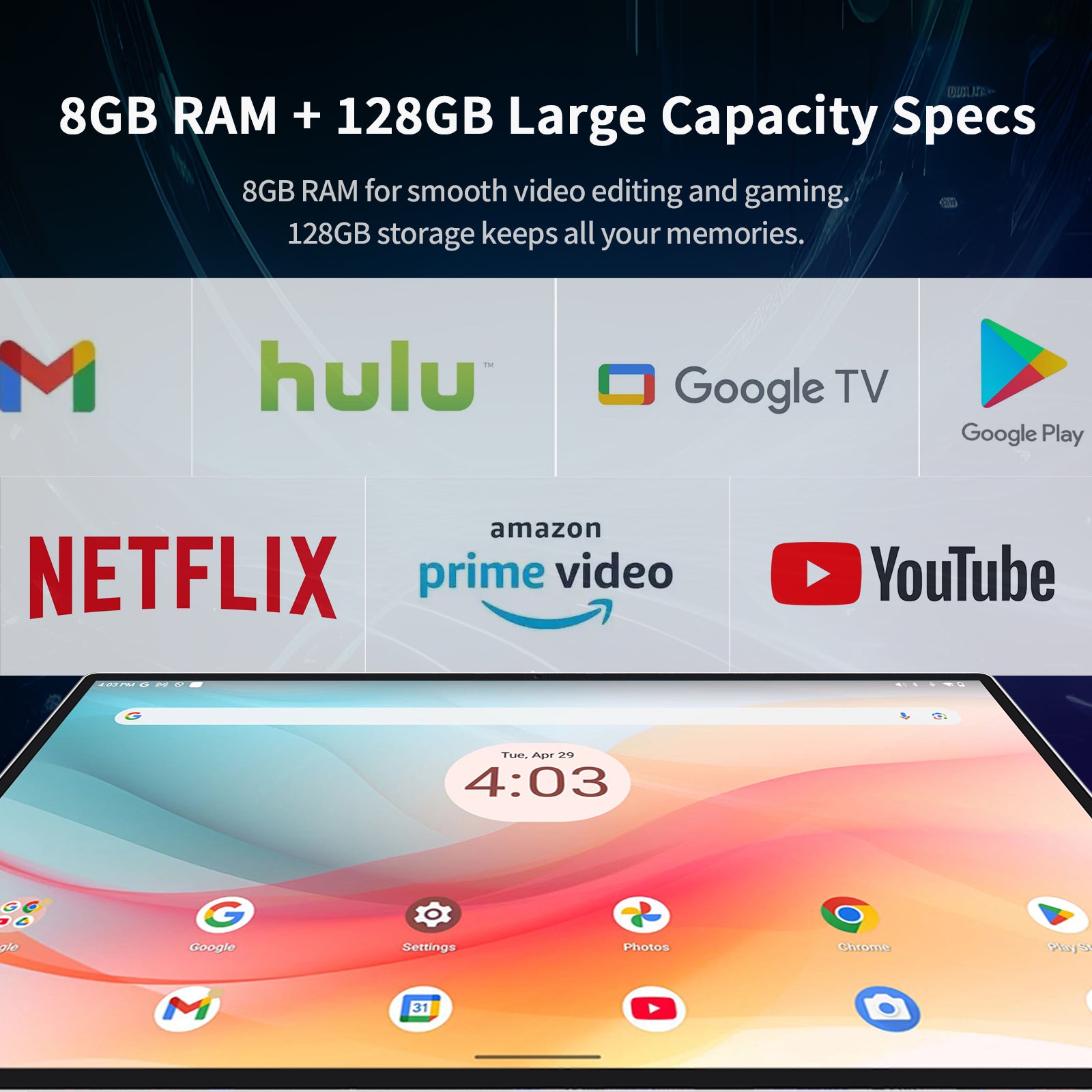 KTC 25" Portable Monitor with 8GB RAM, 128GB Storage, and Google EDLA access for seamless streaming and app use.