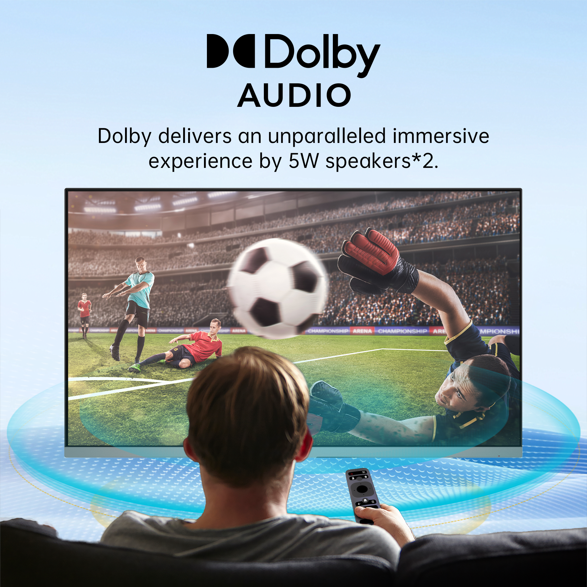 KTC 32" 4K Smart Monitor with Dolby Audio, immersive soccer game streaming experience with 5W speakers.