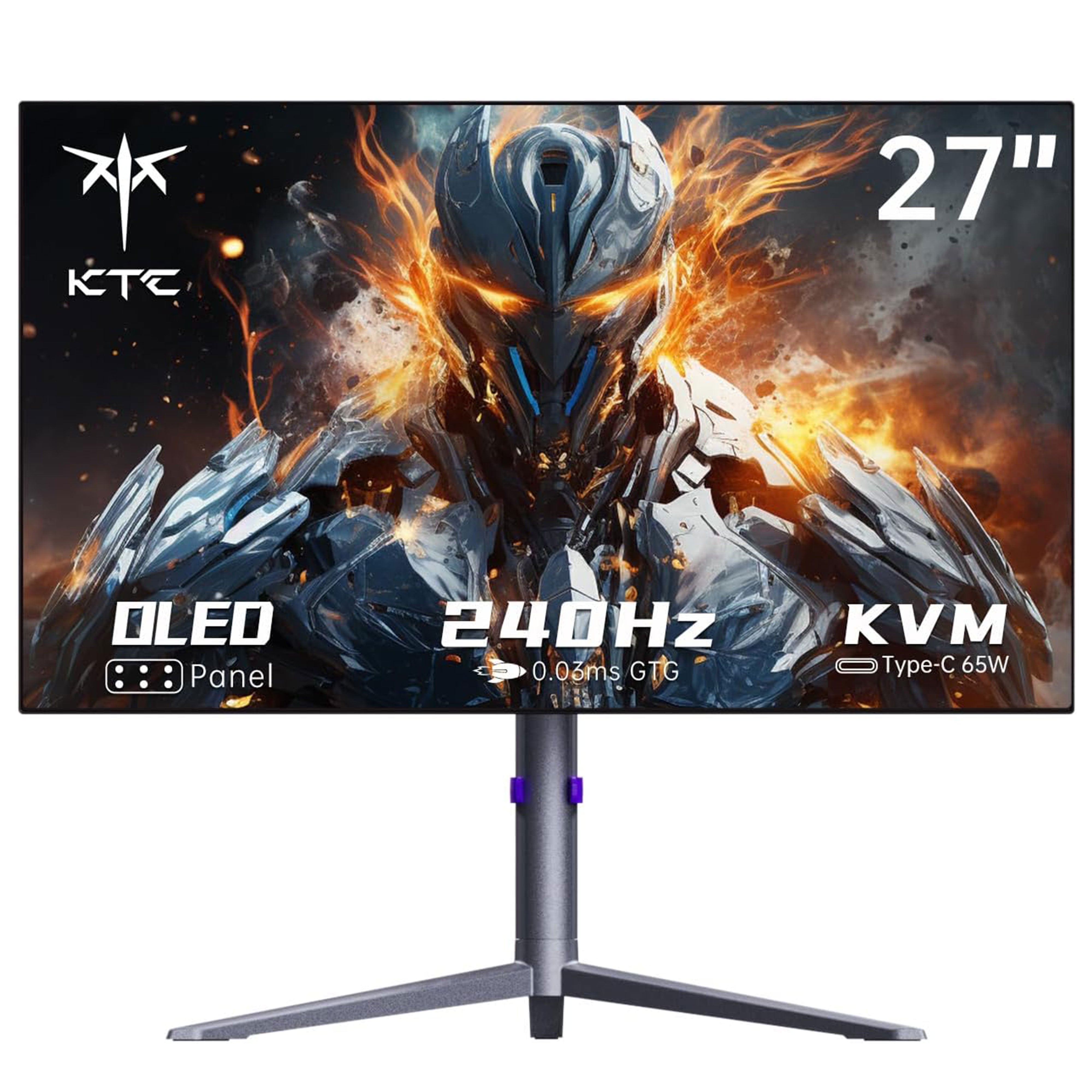 KTC 27" OLED Gaming Monitor with 240Hz, 0.03ms response time, and Type-C connectivity, perfect for esports.
