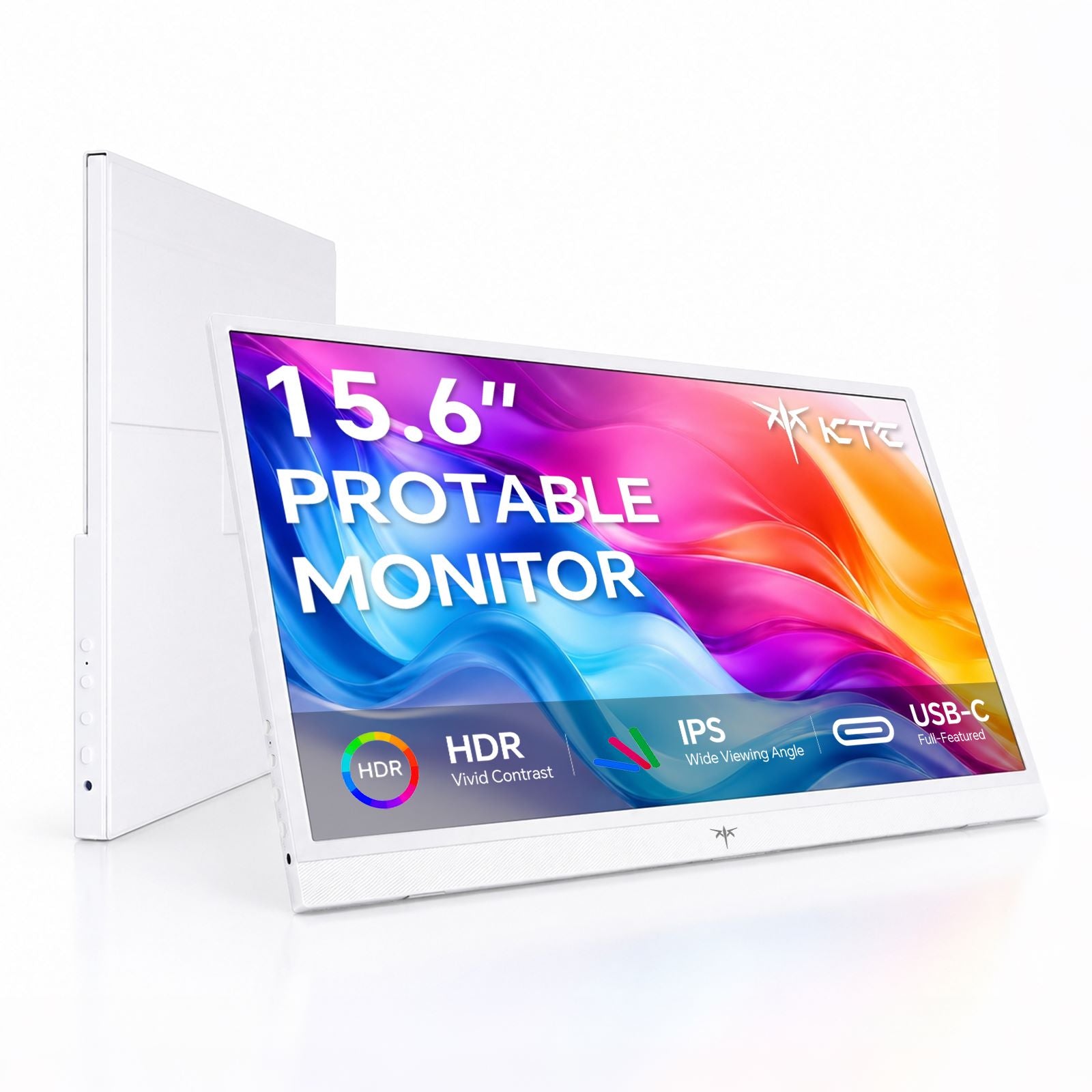 KTC 15.6-inch FHD portable monitor with slim bezel and built-in speakers