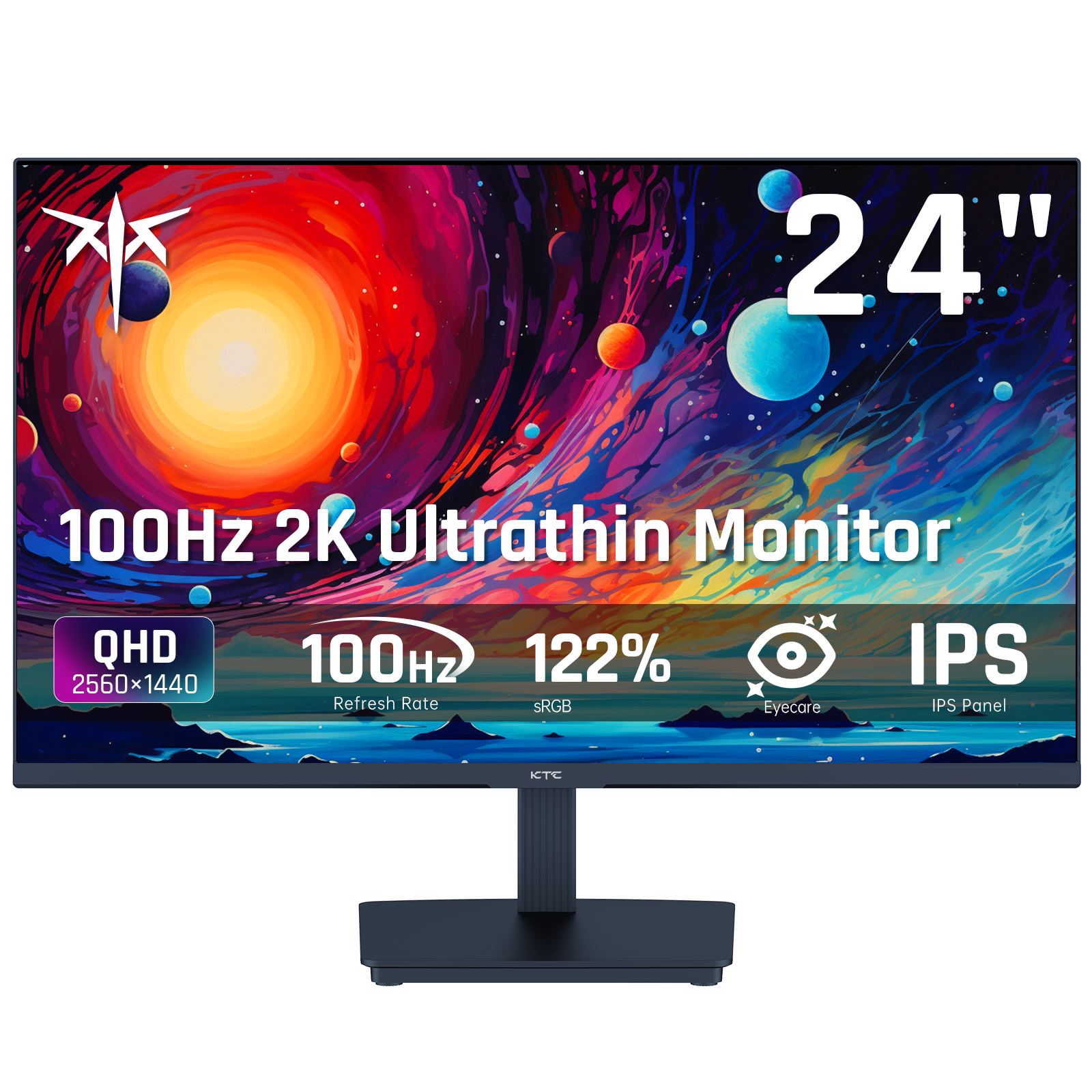 KTC 24-inch 2K IPS Monitor with 100Hz refresh rate, vibrant visuals, and eye-care for home office use.