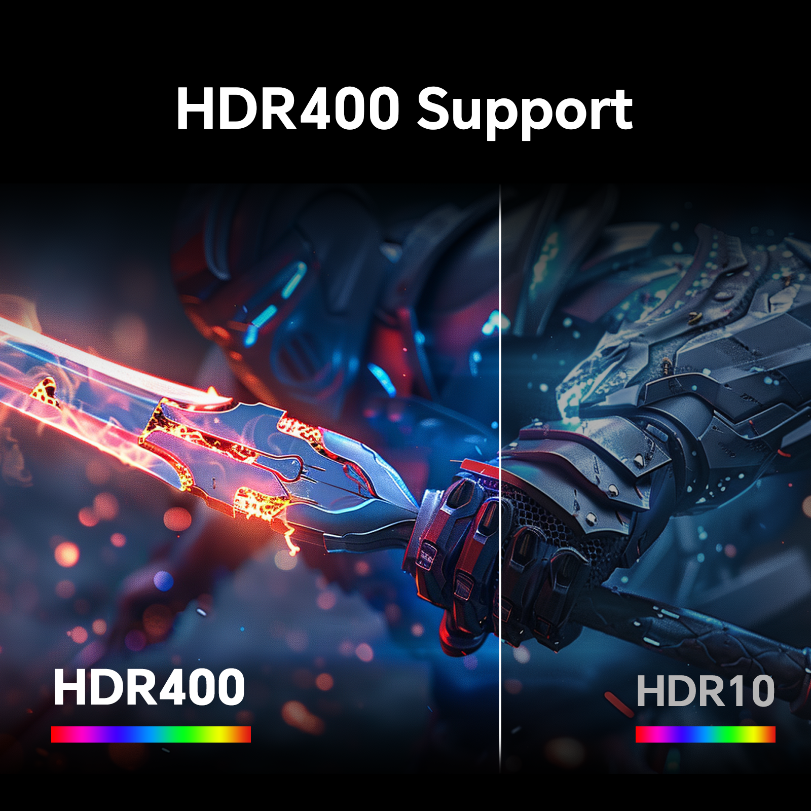KTC Gaming Monitor HDR400 support, enhancing visuals. Compared with HDR10, presenting vivid color and clarity.
