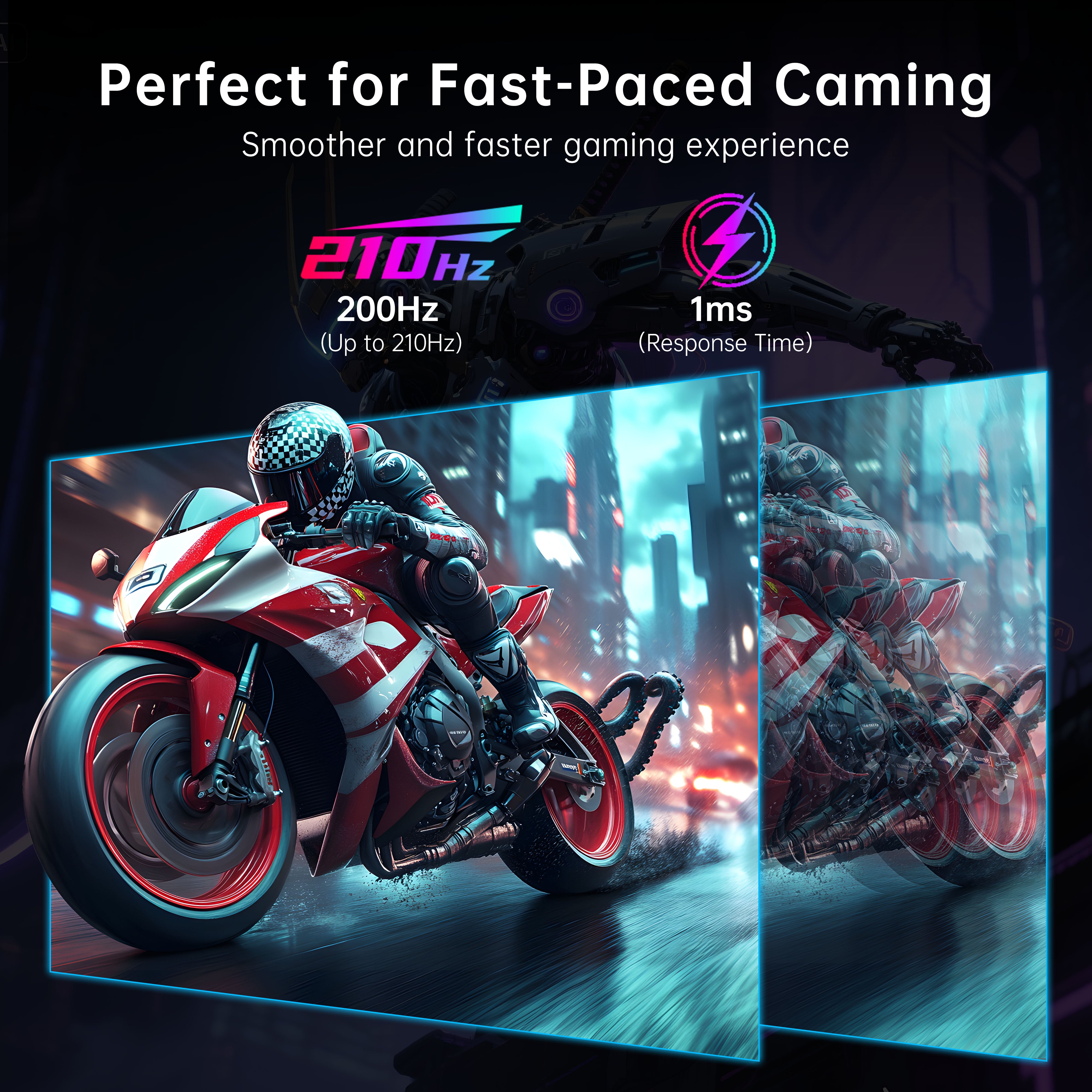 KTC 210Hz gaming monitor. Smooth gaming experience with fast refresh rate and response time.