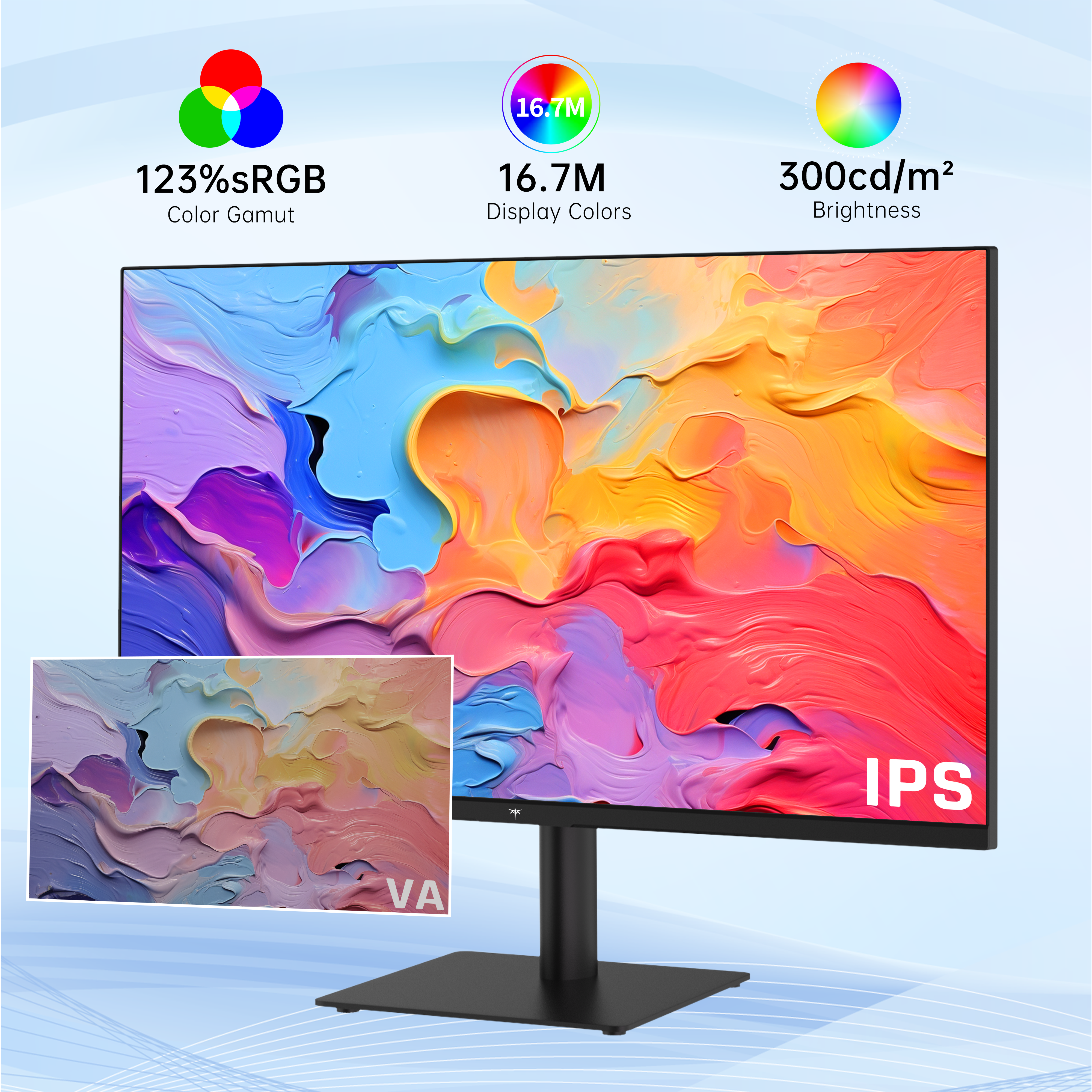 KTC 2K IPS monitor with vivid colors, showcasing 123% sRGB, and 300cd/m虏 brightness for home office.