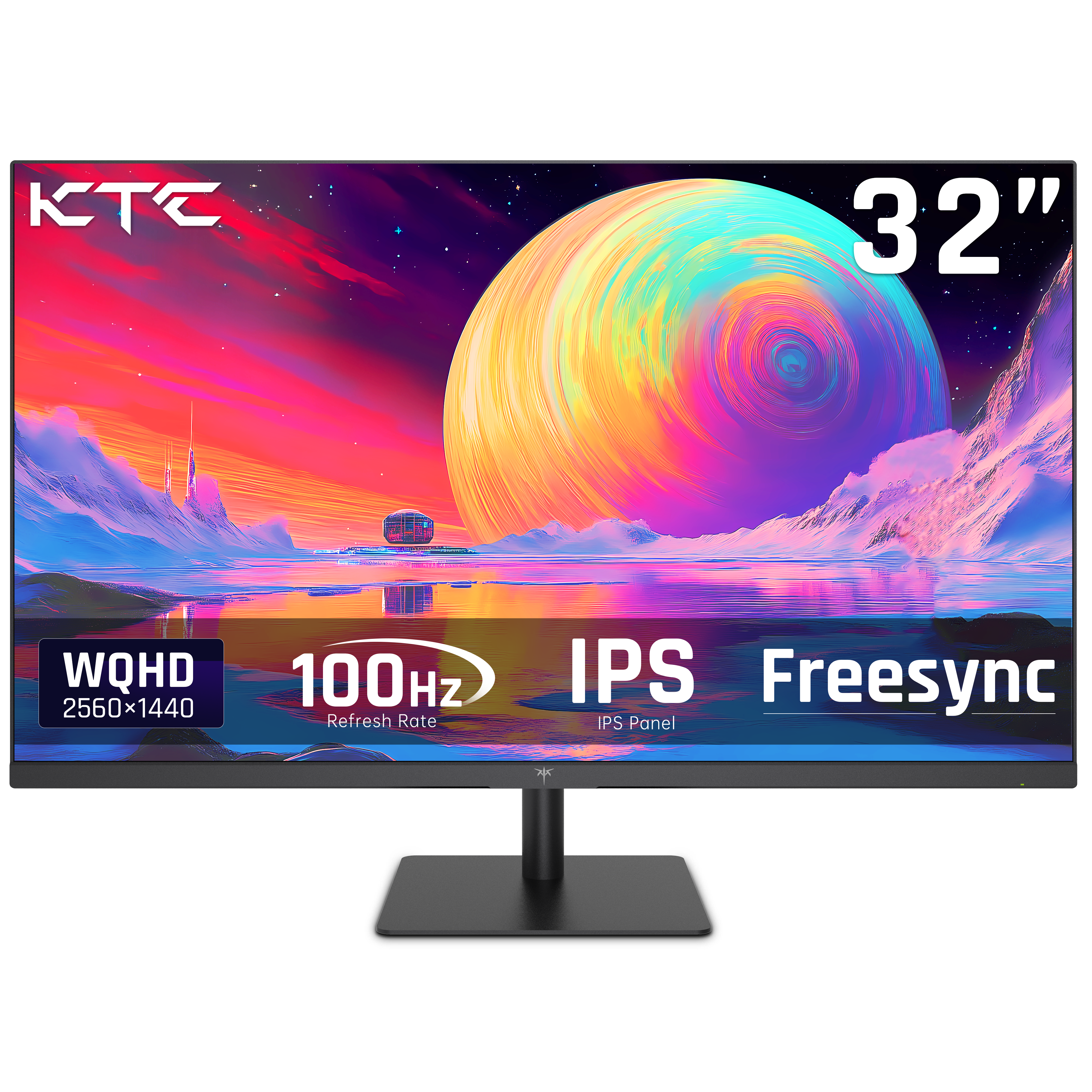 KTC 32 inch monitor with 120Hz refresh rate, IPS panel, and FreeSync technology, ideal for gaming and home office use.