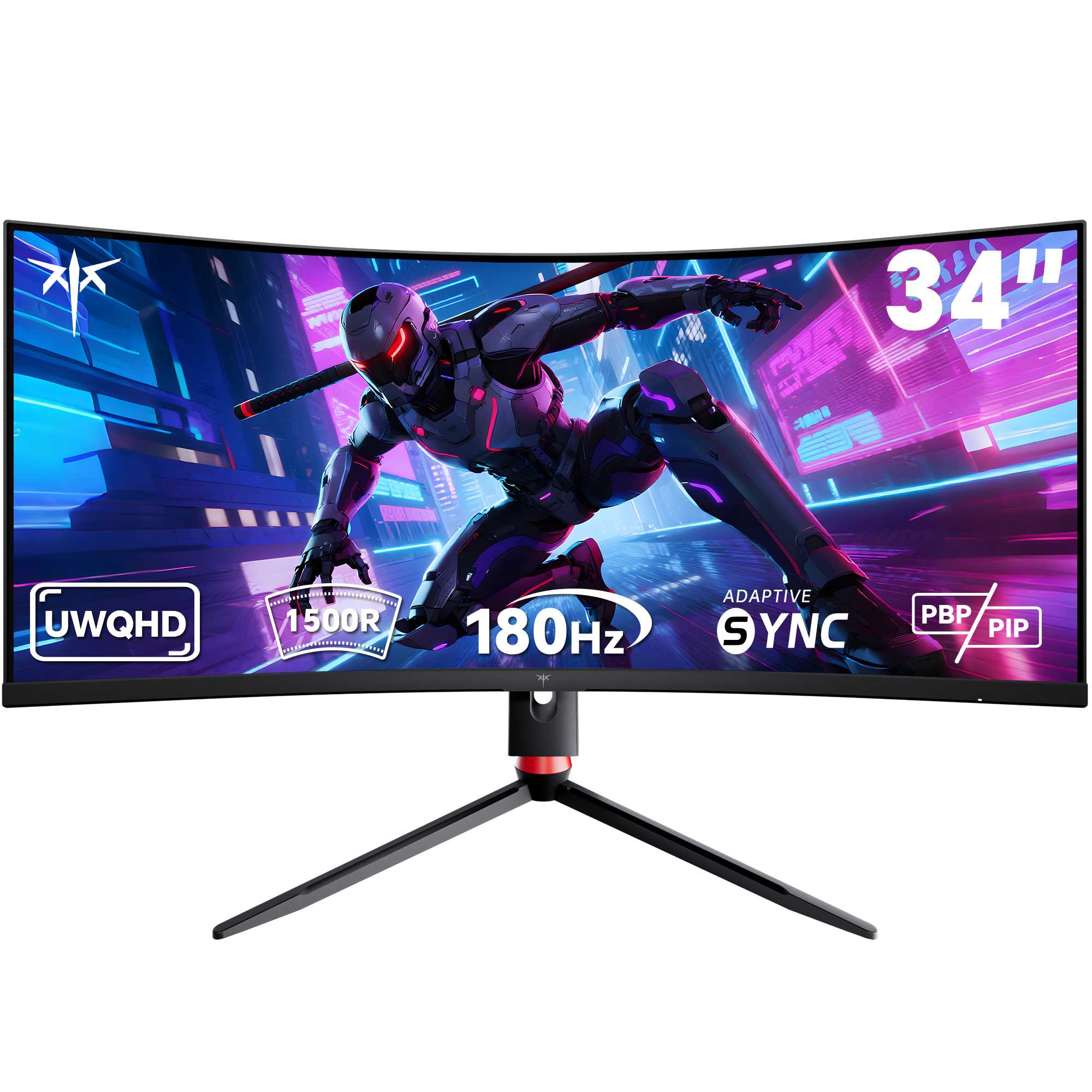 KTC 34 inch curved gaming monitor with 180Hz refresh rate and 1ms response time, WQHD+ display.
