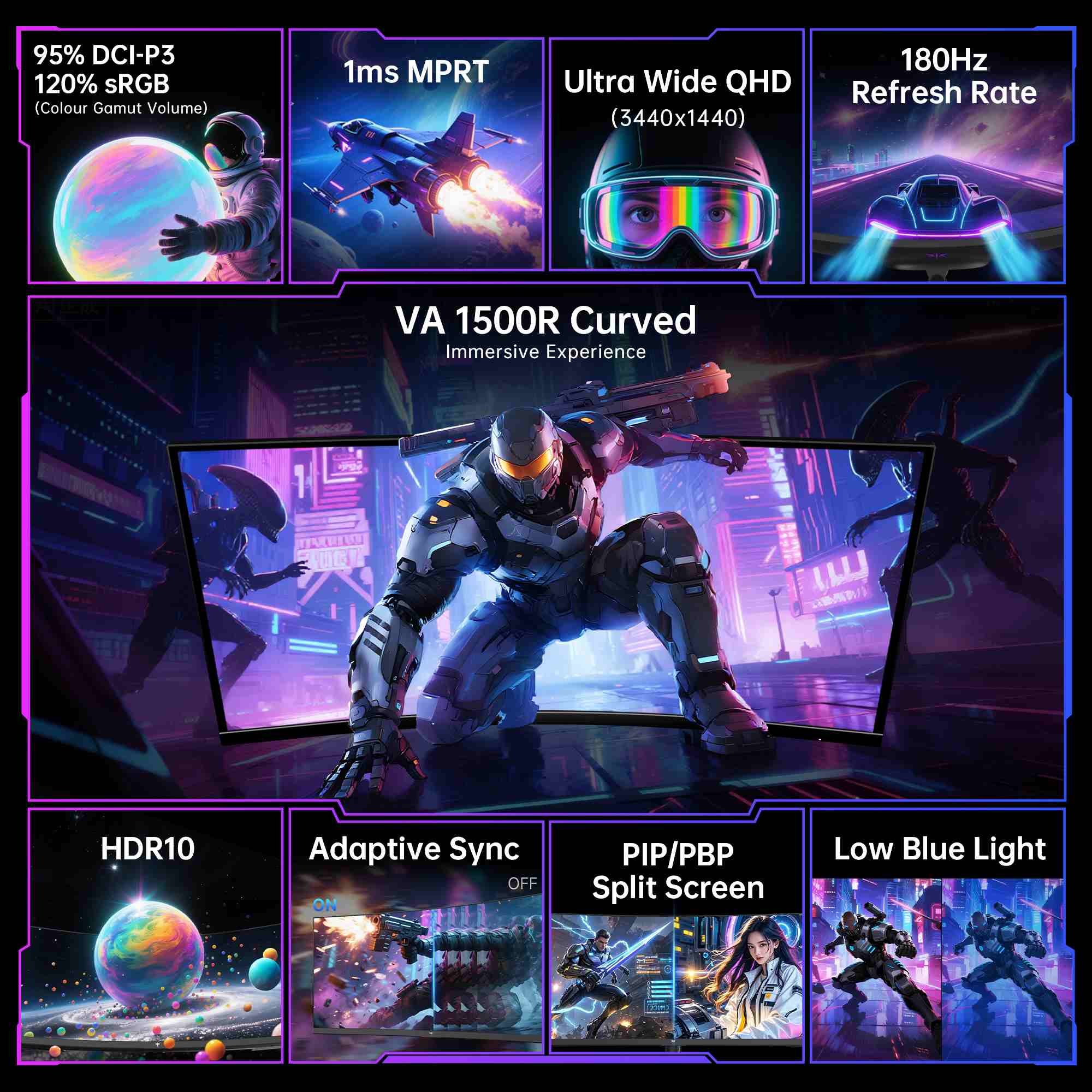 KTC 34" 2K 180Hz/1ms 1500R Curved Gaming Monitor | H34S18S