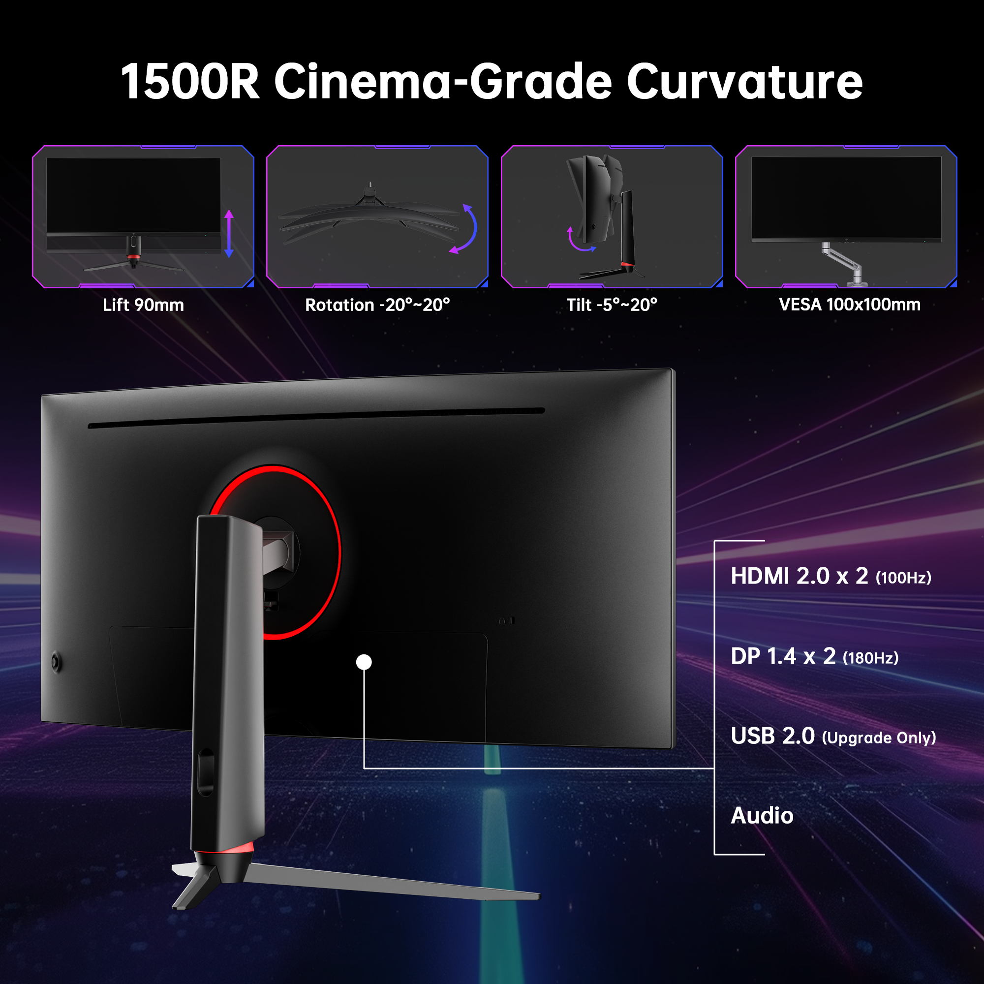 KTC 34" 2K 180Hz/1ms 1500R Curved Gaming Monitor | H34S18S