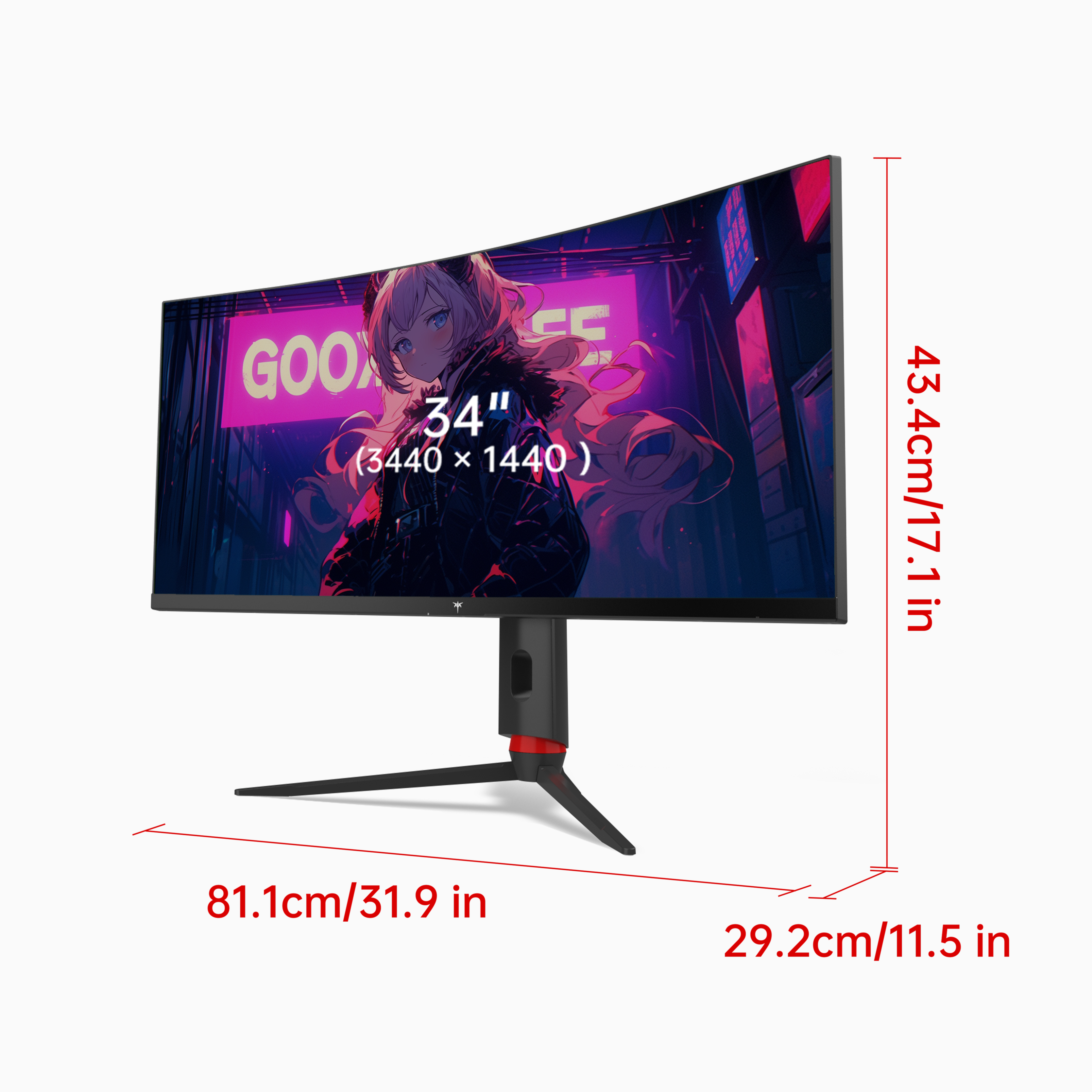 KTC 34 inch Curved Gaming Monitor with WQHD+ resolution for immersive esports gaming