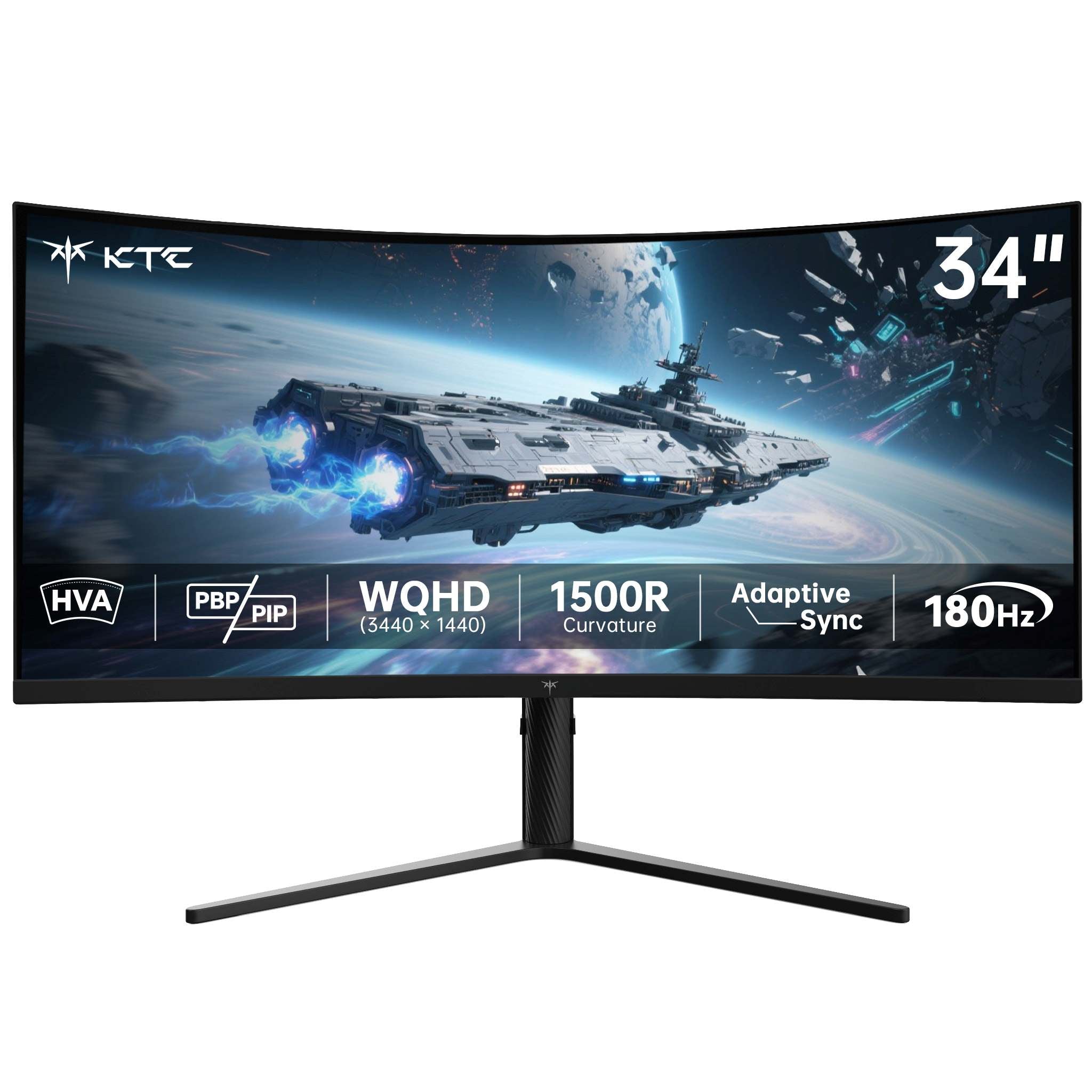 KTC 34" 2K 180Hz/1ms 1500R Curved Gaming Monitor | H34S5