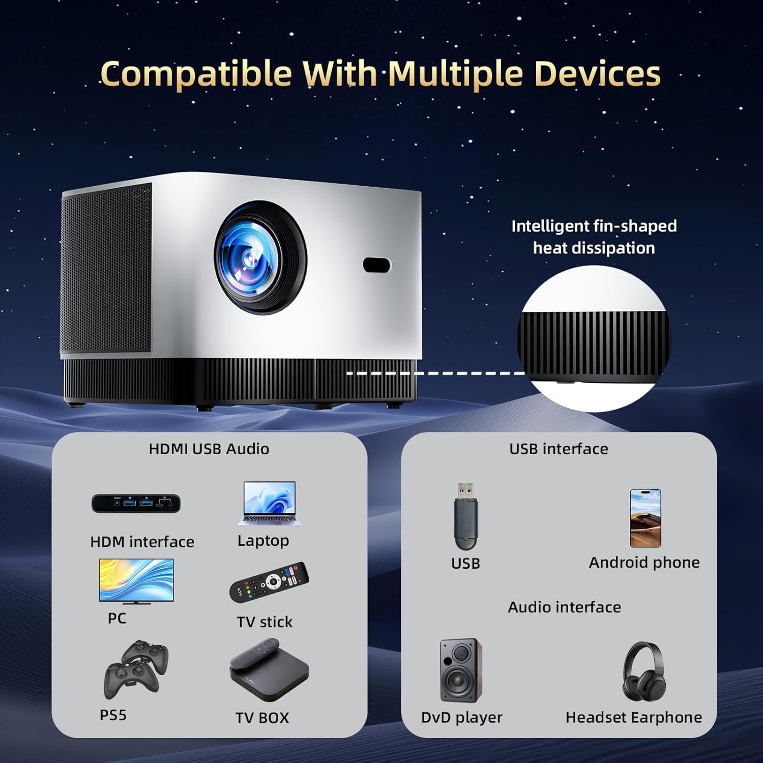 KTC Native 1080P&4K Support with Auto Focus Smart Projector for Home Theater丨P10