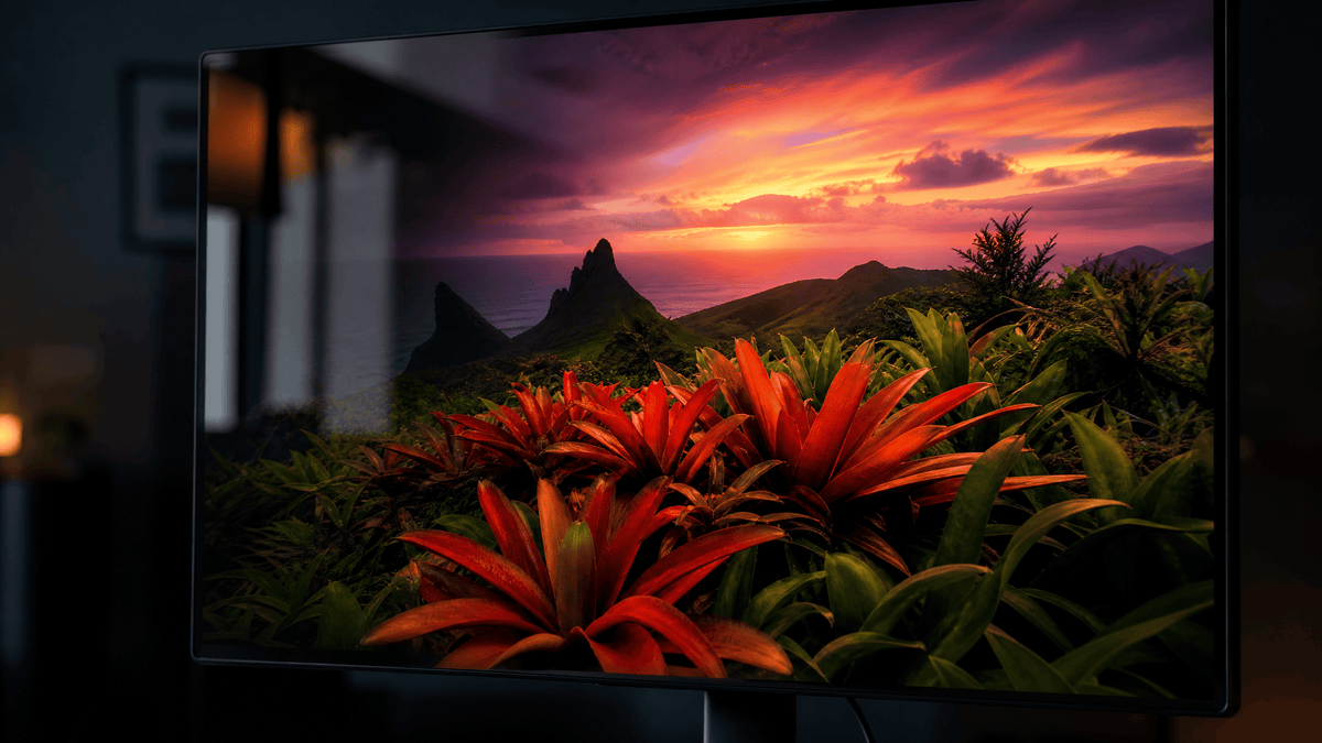 KTC glossy and matte gaming monitors side by side under different lighting to compare screen reflections and clarity