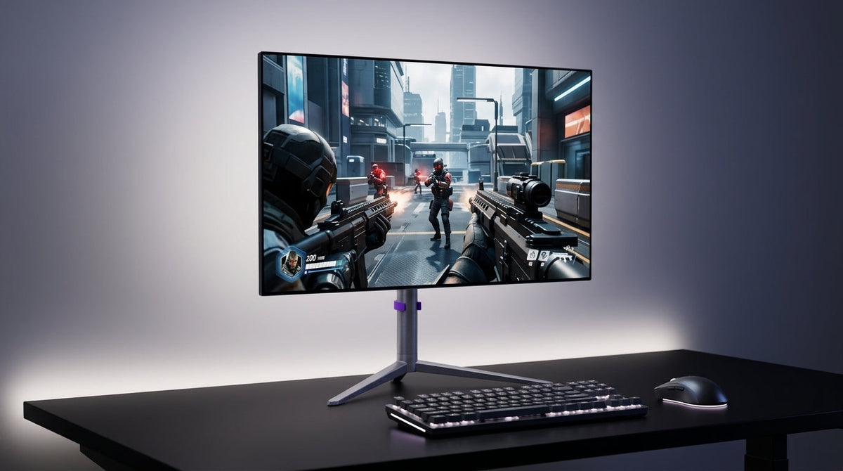 OLED gaming monitor showing crisp motion during fast action