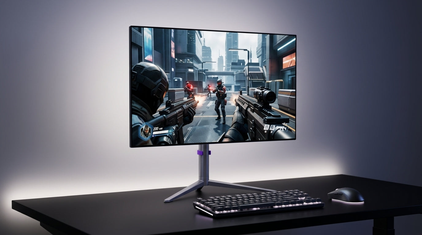 OLED gaming monitor showing crisp motion during fast action
