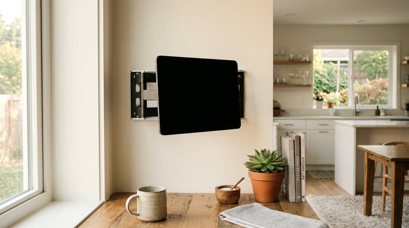 MegPad smart home dashboard setup guide cover showing a tablet-style smart display in a clean home interior.