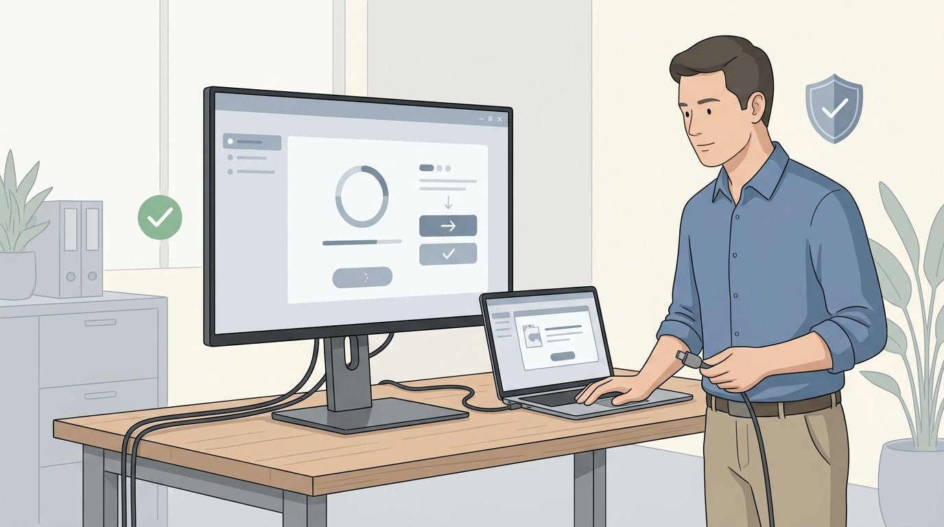 Monitor firmware update workflow on a clean workstation