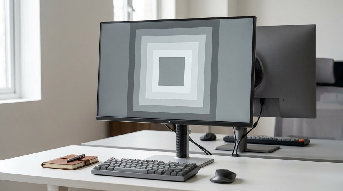 KTC Mini LED 27-inch 200Hz 2K HDR1000 gaming monitor on a desk with a clean test image