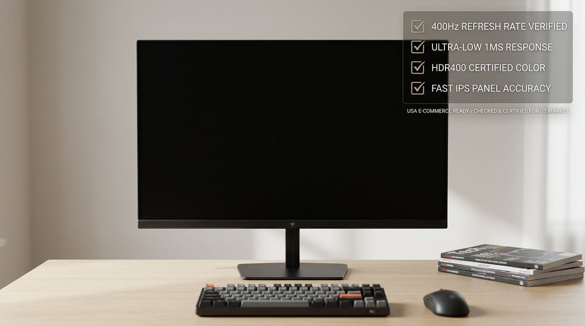 KTC monitor reliability checklist with a gaming monitor on a desk