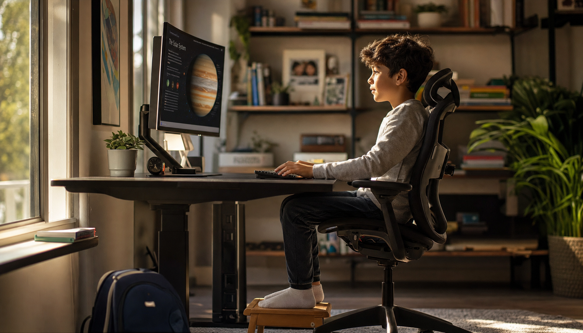 Children Using Monitor Ergonomic Monitor Setup for Kids & Shorter Adults