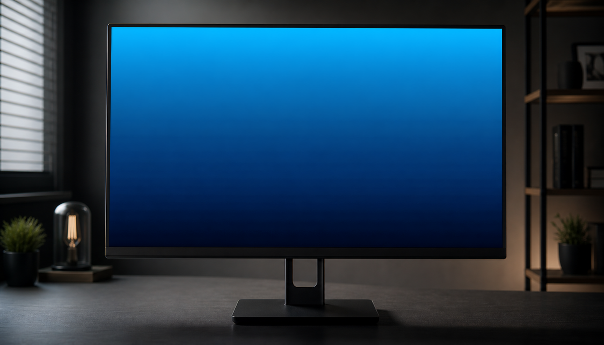 Color banding visible in a monitor gradient despite high bit depth display specifications