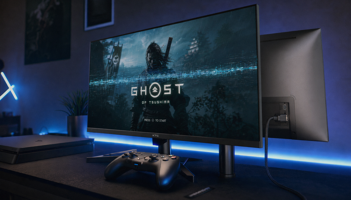 Gaming monitor connected to a console showing a momentary audio signal disruption when switching refresh rates