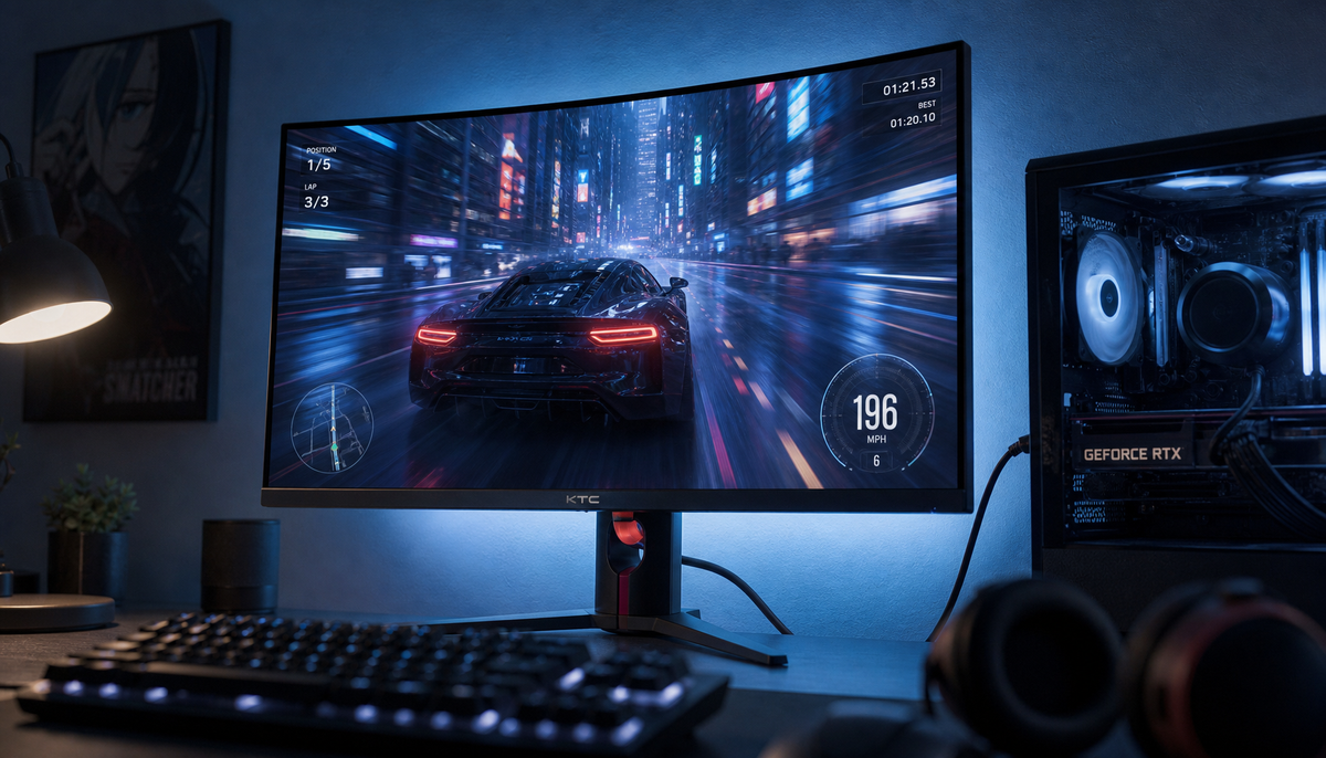 Gaming monitor connected via DisplayPort cable showing a stable 4K signal at high refresh rate