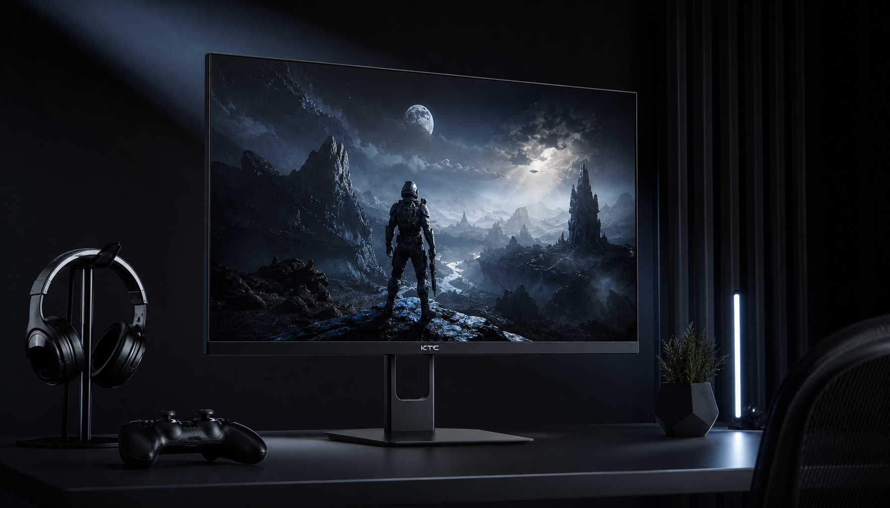 Gaming monitor displaying shadow detail and gamma calibration settings for optimal display performance