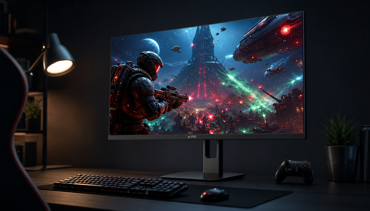 Gaming monitor displaying vivid colors illustrating the relationship between backlight spectrum and color accuracy