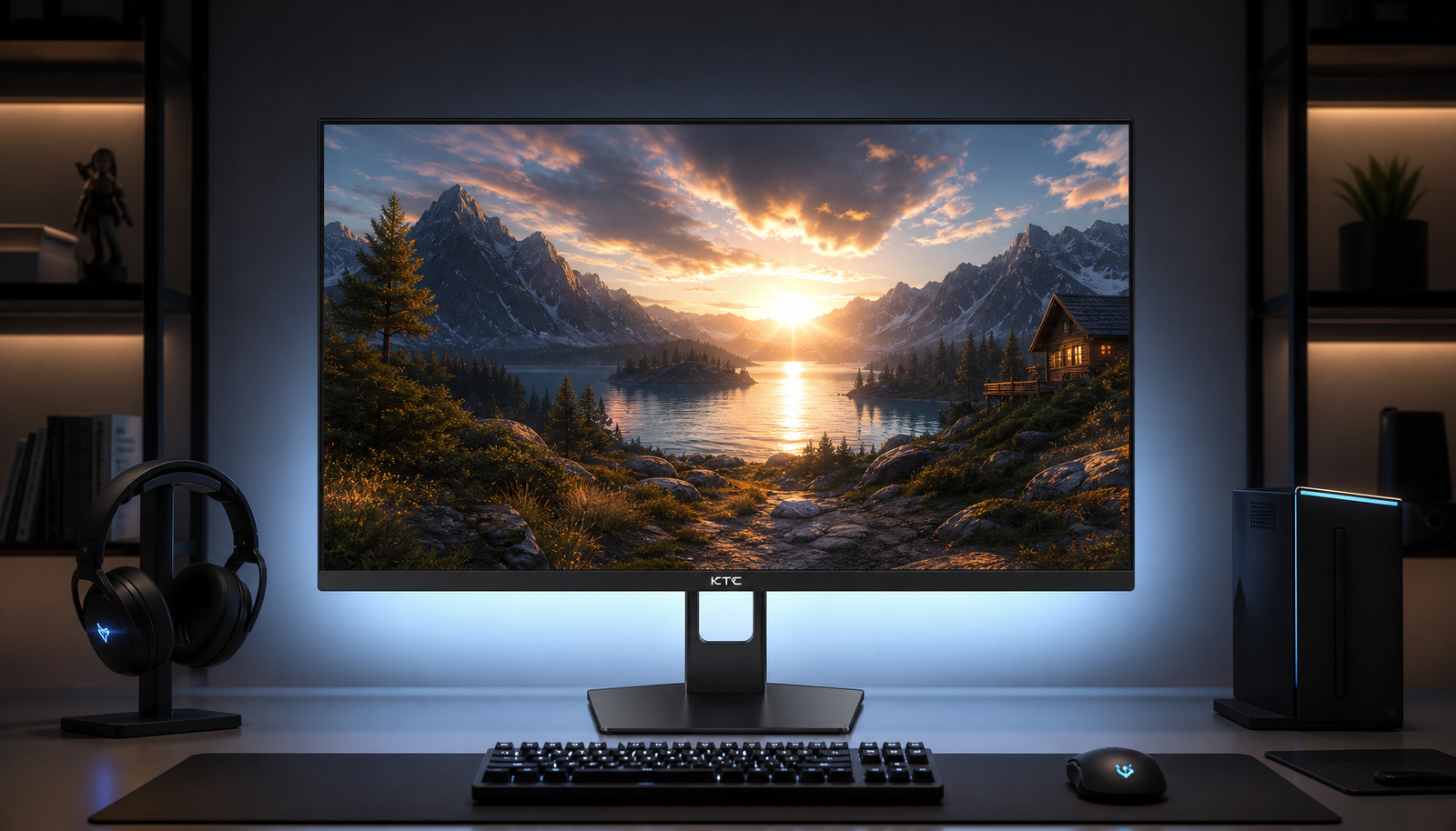 Gaming monitor showing HDR tone mapping with bright highlights and deep shadow detail