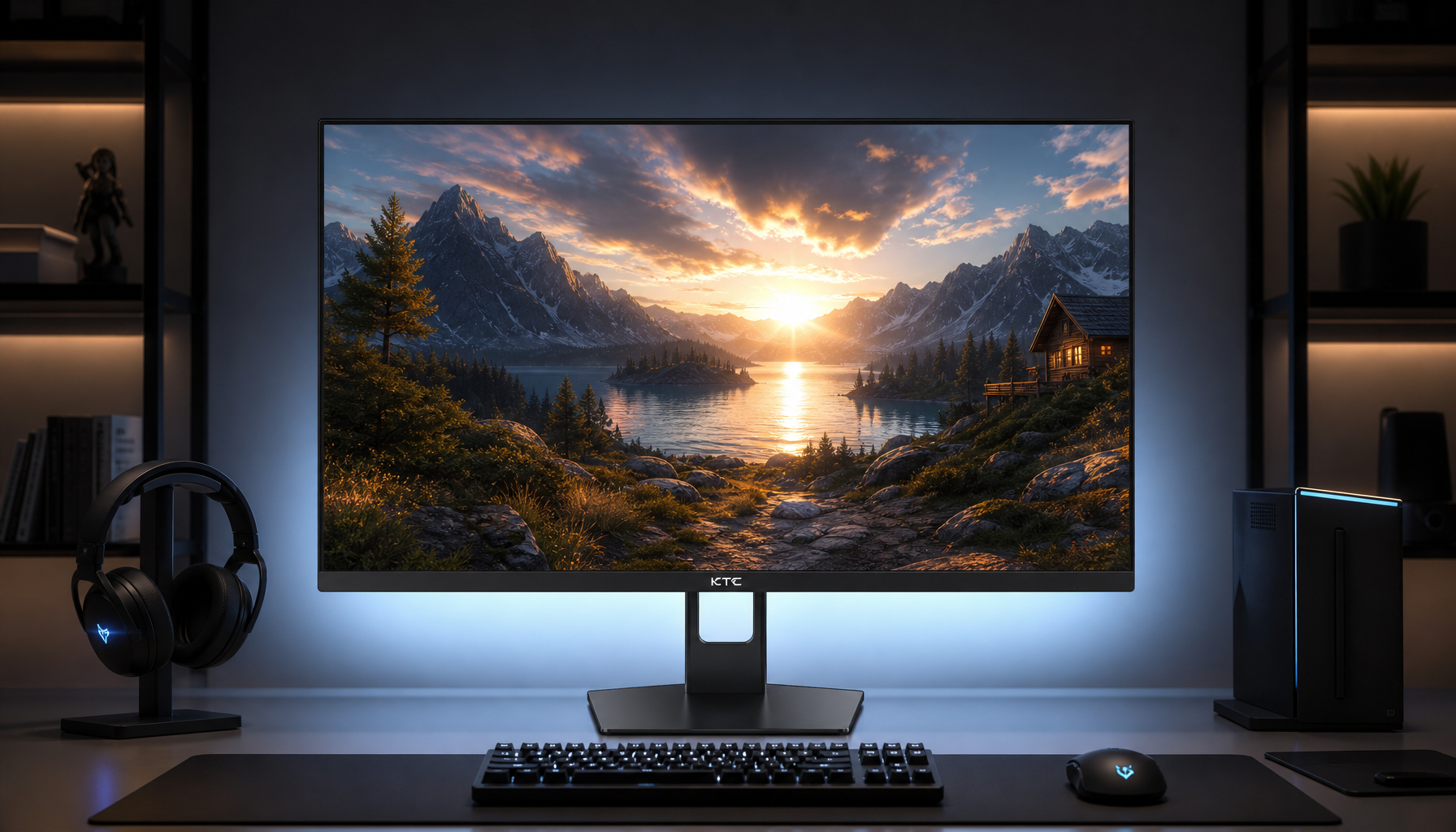Gaming monitor showing HDR tone mapping with bright highlights and deep shadow detail