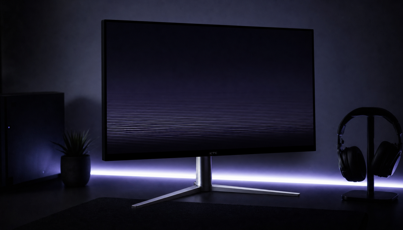 Gaming monitor showing color banding in dark gradient at low brightness setting