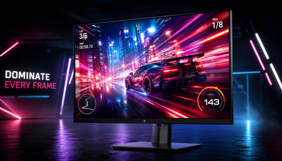 Gaming monitor showing motion clarity with overdrive settings for accurate color transitions