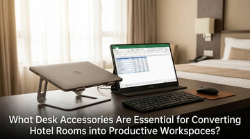 What Desk Accessories Are Essential for Converting Hotel Rooms into Productive Workspaces?