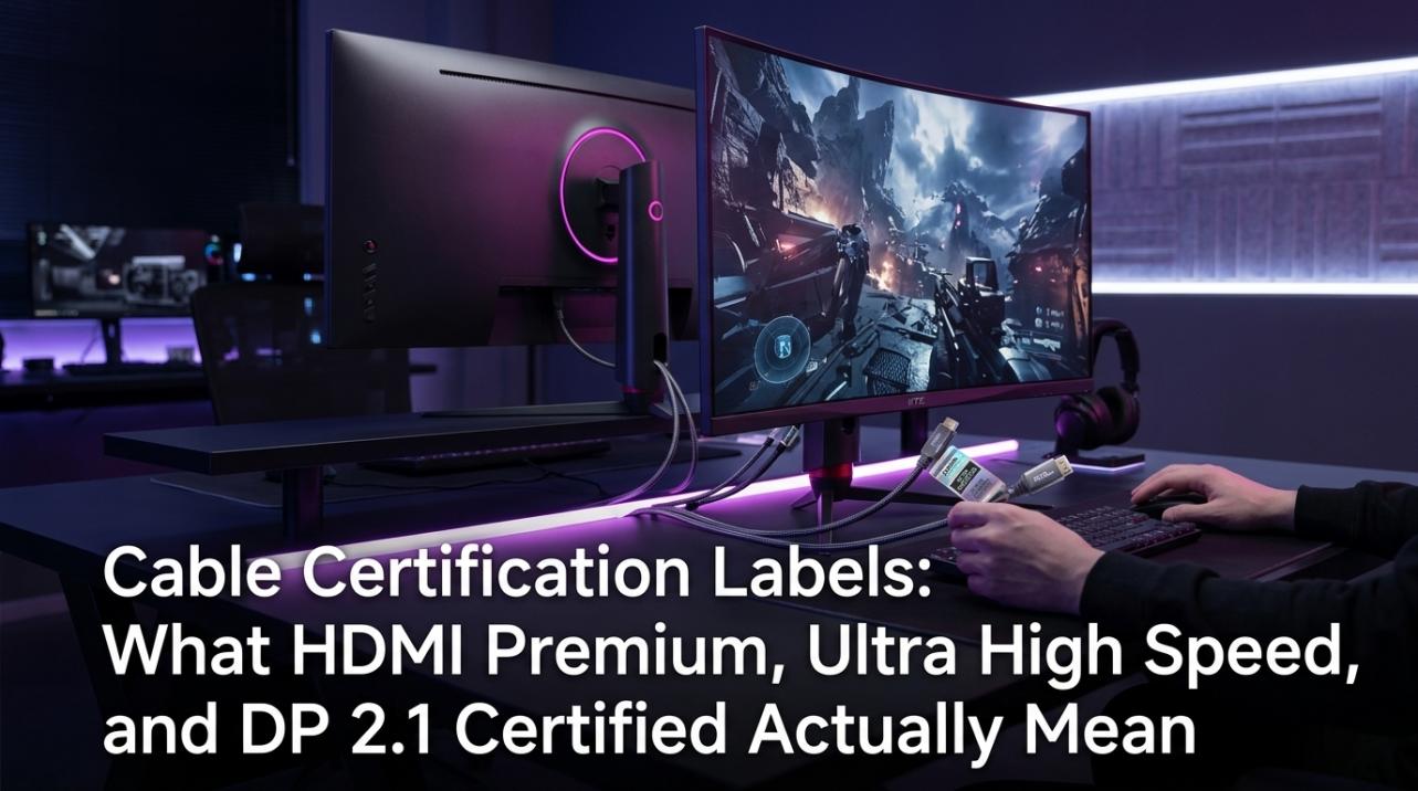 Cable Certification Labels: What HDMI Premium, Ultra High Speed, and DP 2.1 Certified Actually Mean