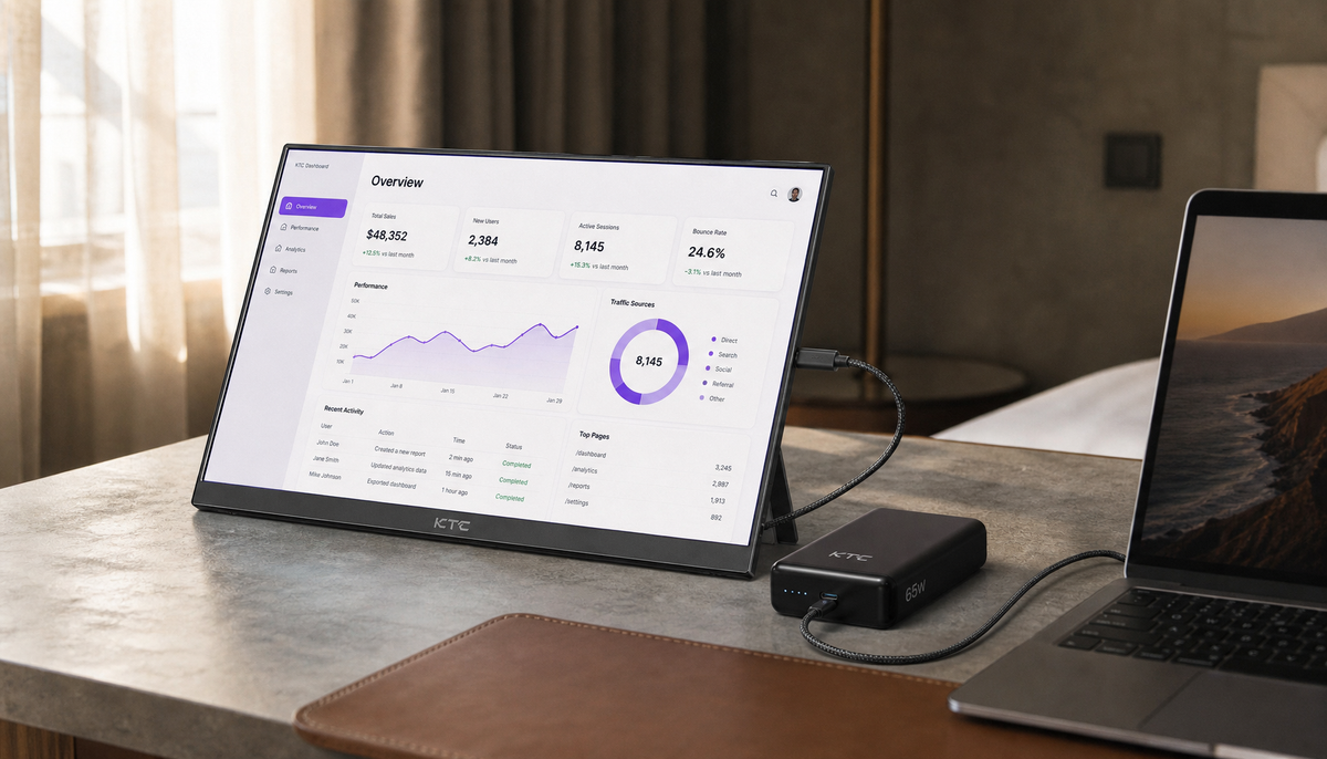 Portable Screen Power Power a Portable Monitor from a Power Bank Without Drops