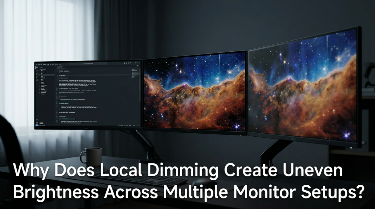 Why Does Local Dimming Create Uneven Brightness Across Multiple Monitor Setups?