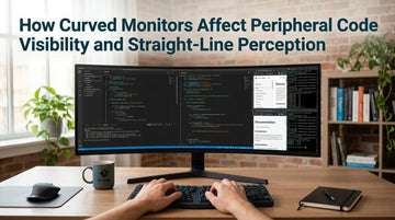How Do Curved Displays Affect Peripheral Code Visibility and Line Straightness Perception?