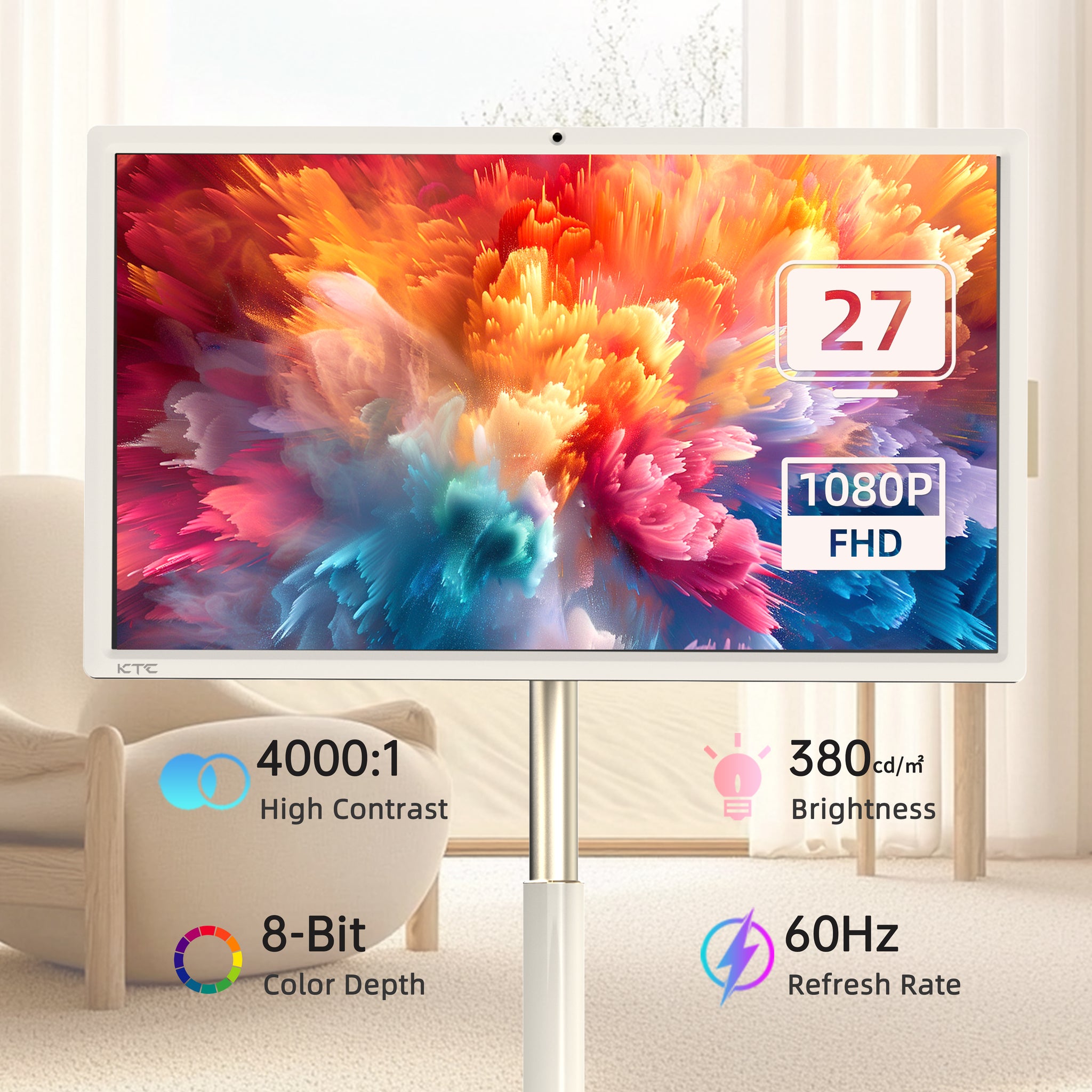 KTC 27-inch 1080P FHD touchscreen monitor, perfect for travel or home use, key features.
