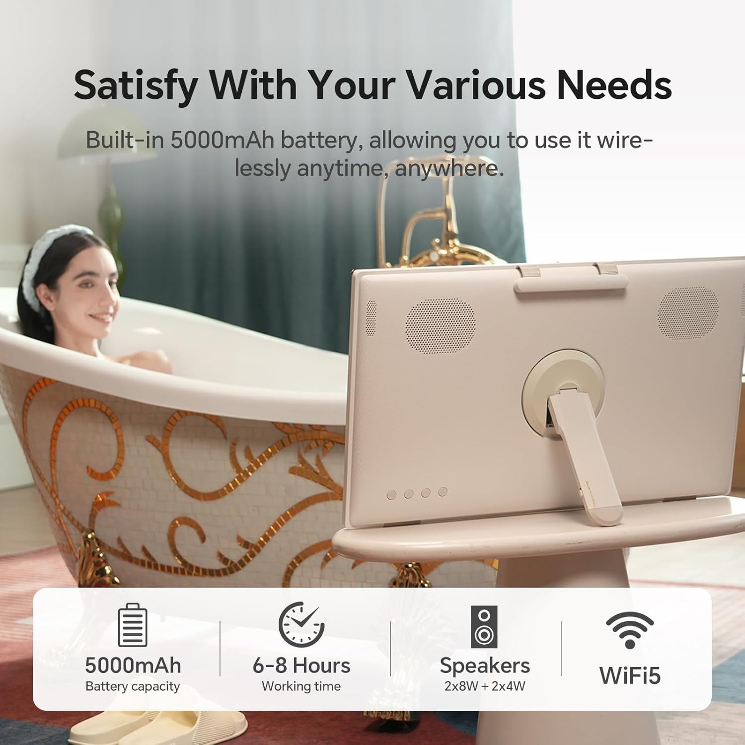 KTC A25Q5 Portable Monitor features a built-in battery for long-lasting performance — ready to go with you anytime, anywhere.