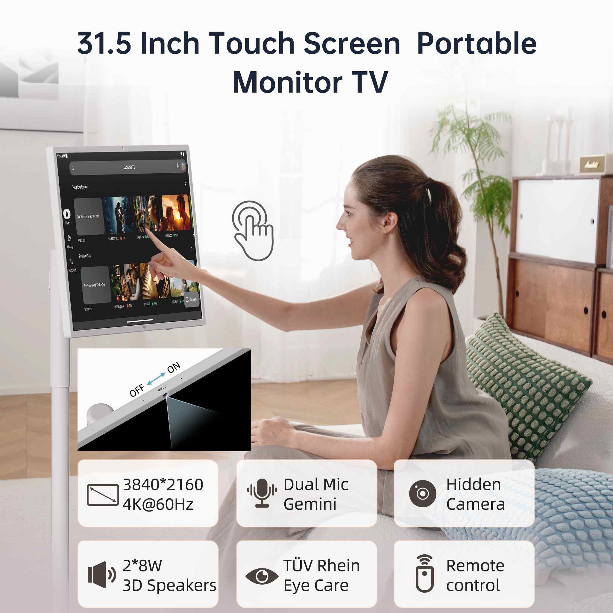 KTC MegPad 32" 4K Android 14 Google EDLA Smart Touch Monitor with 8550mAh Battery