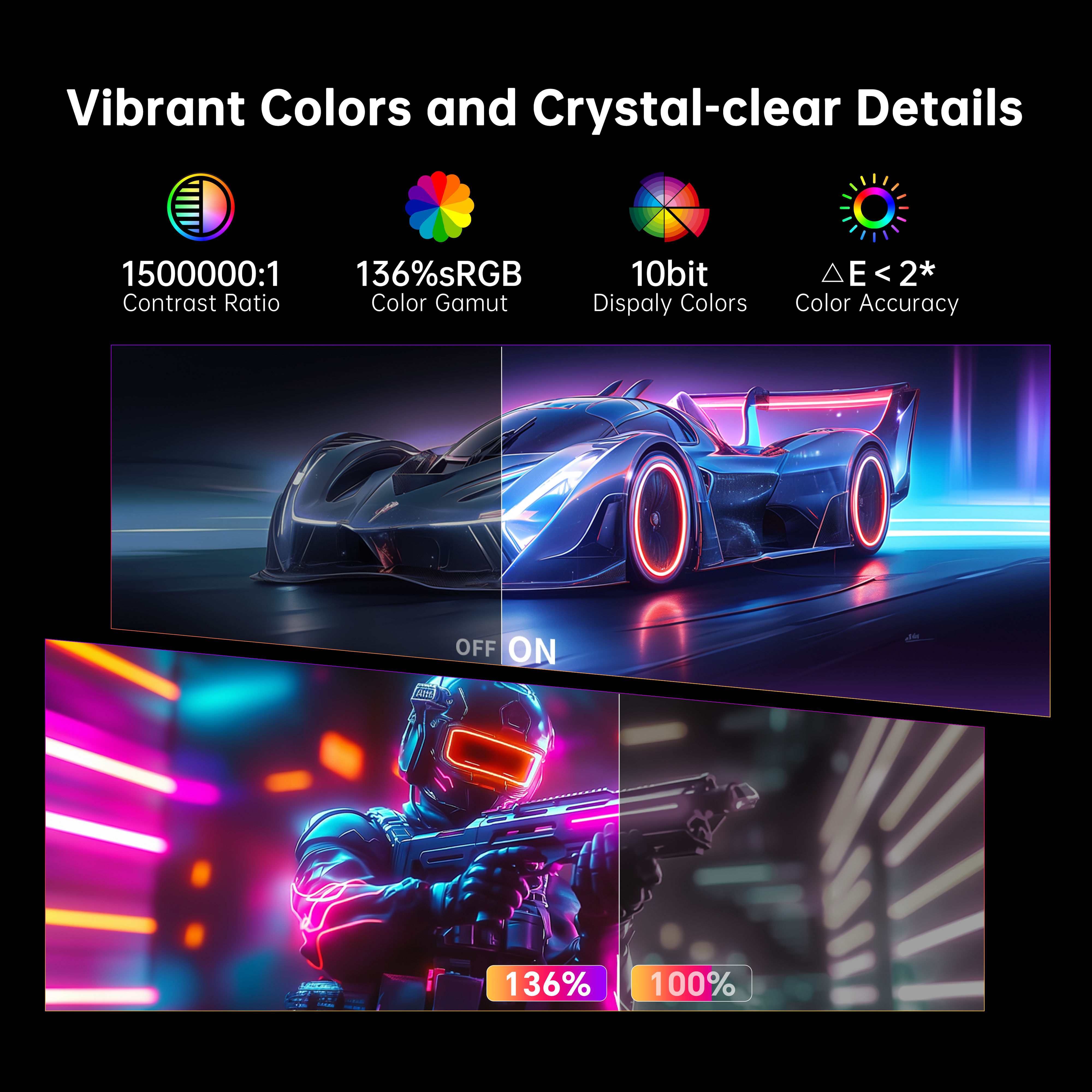 KTC OLED Monitor showcasing vibrant colors, crystal-clear details, and high contrast for gaming and immersive visuals.