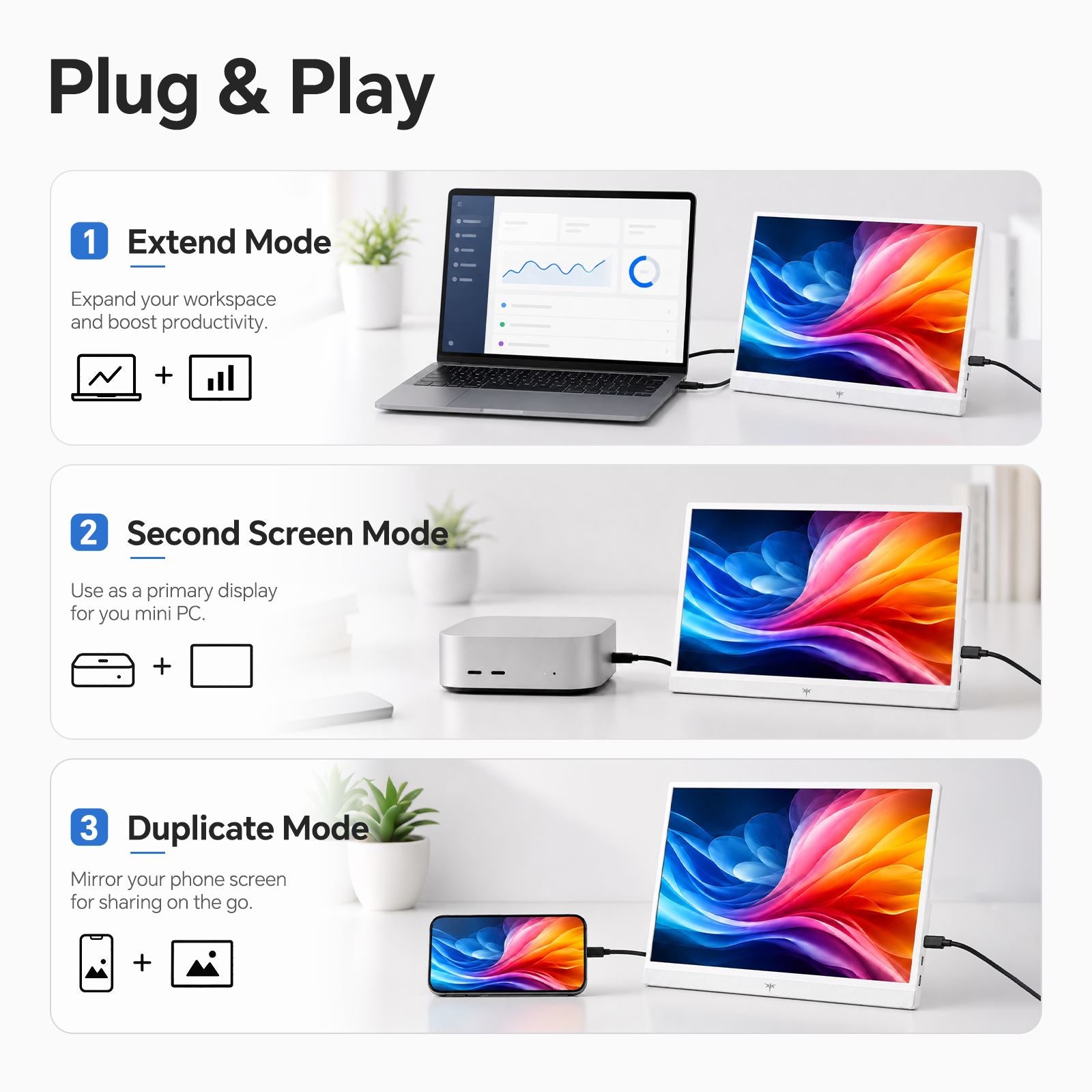 KTC 15.6-inch FHD portable travel monitor with slim black bezel and built-in speakers